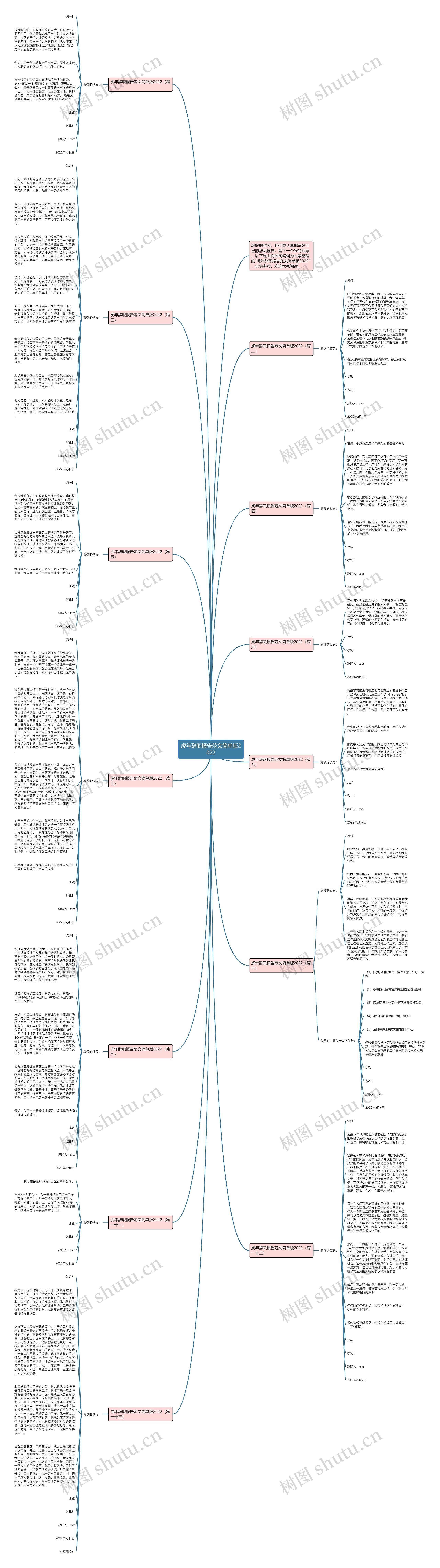 虎年辞职报告范文简单版2022思维导图