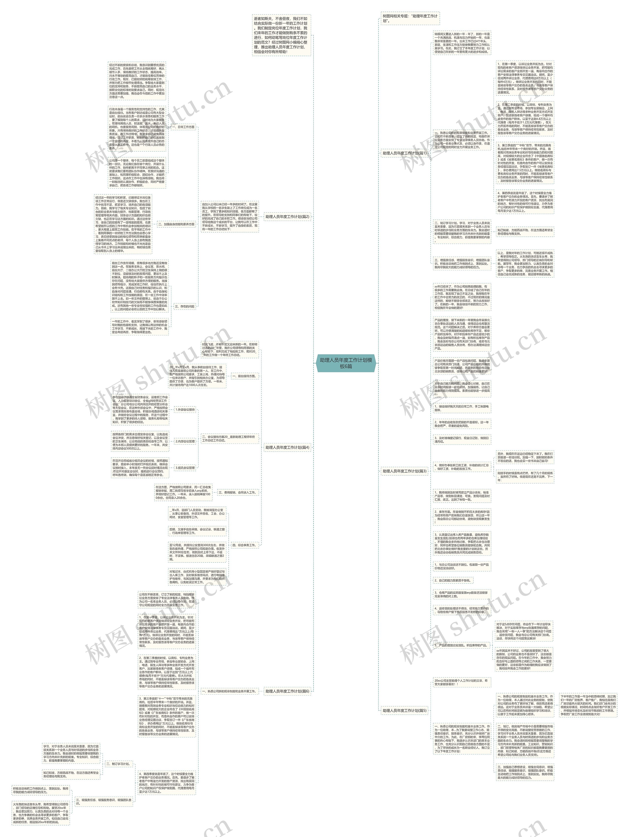 助理人员年度工作计划6篇思维导图