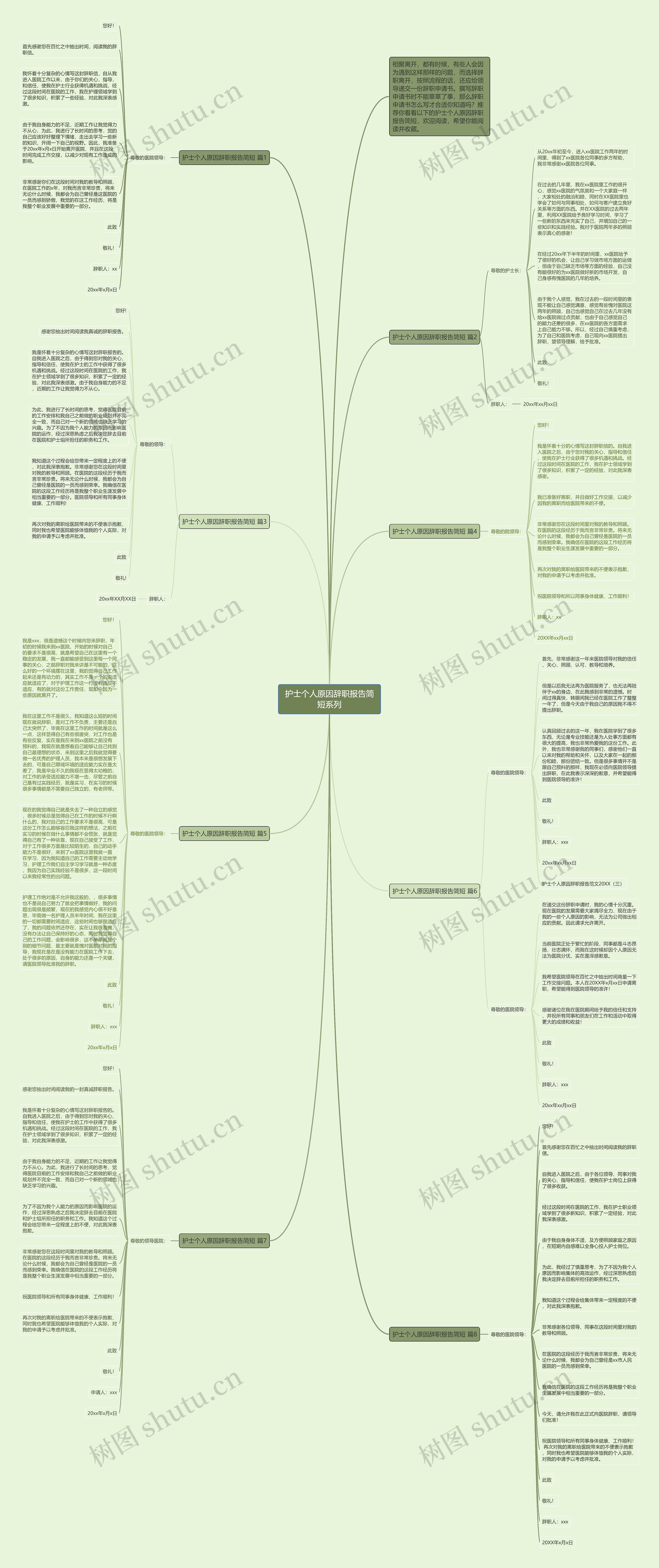 护士个人原因辞职报告简短系列思维导图