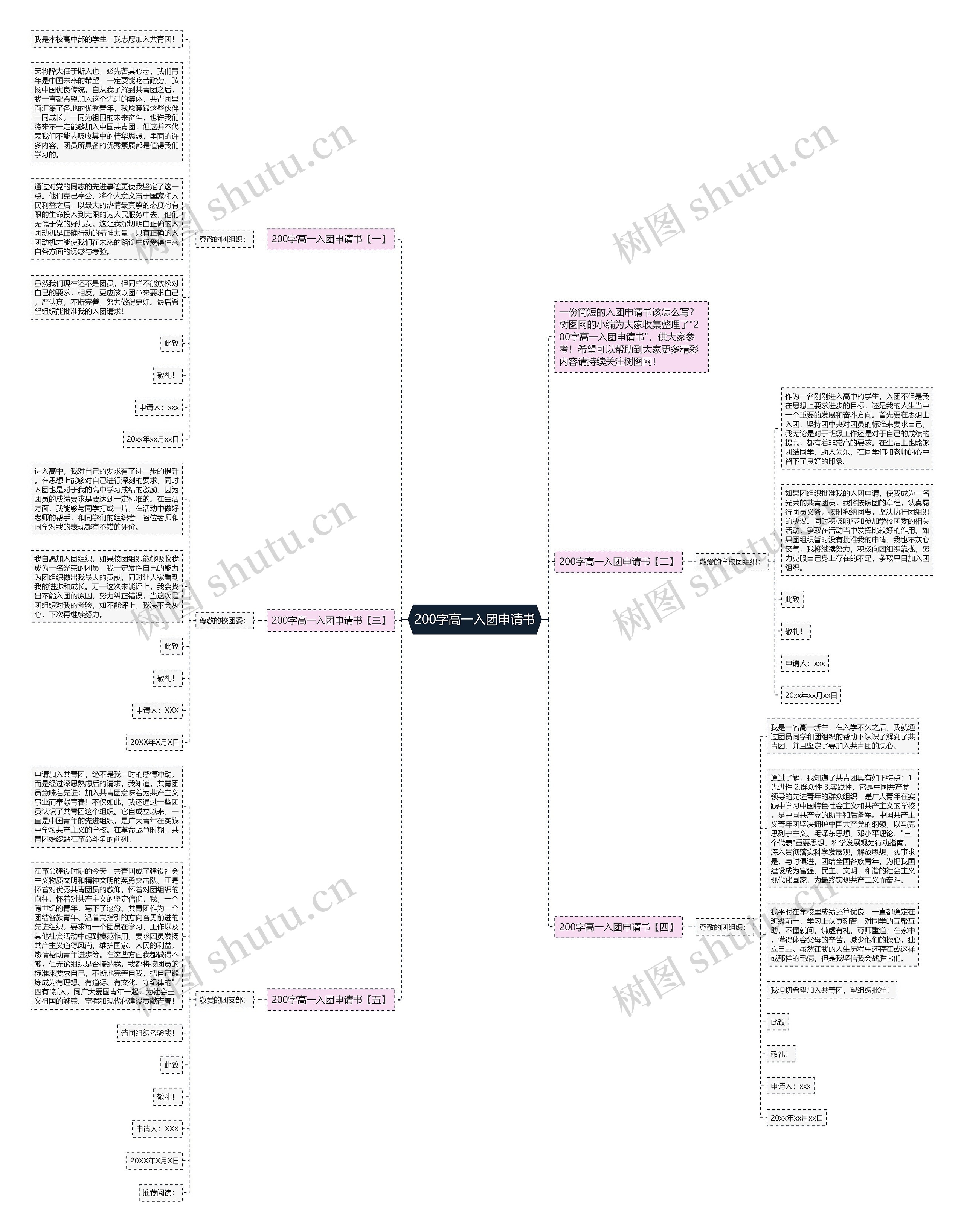 200字高一入团申请书思维导图