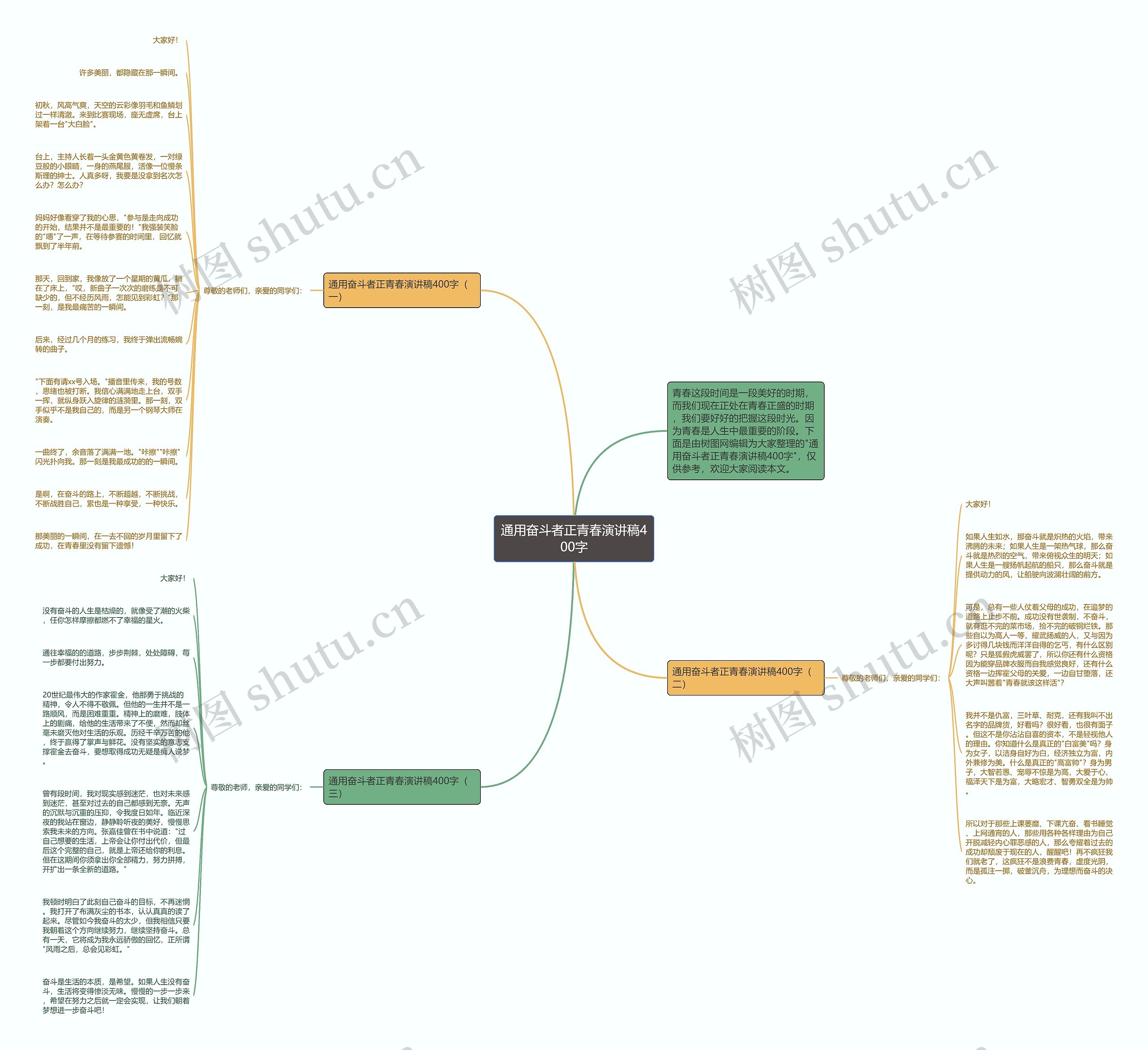 通用奋斗者正青春演讲稿400字思维导图