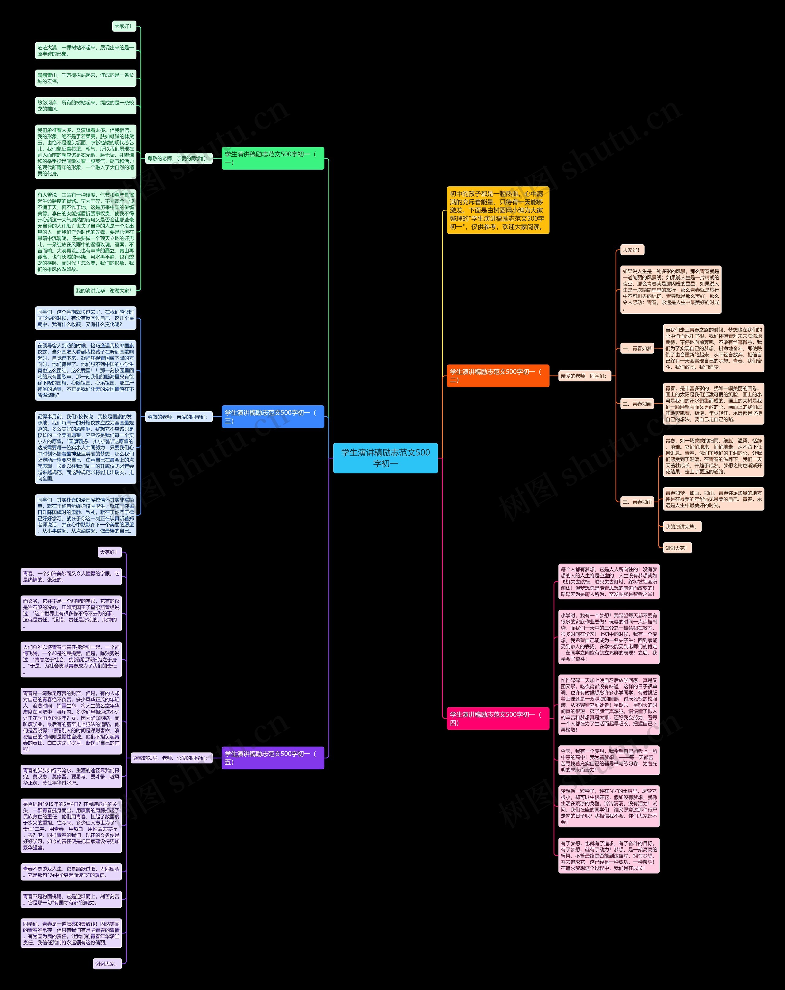 学生演讲稿励志范文500字初一思维导图