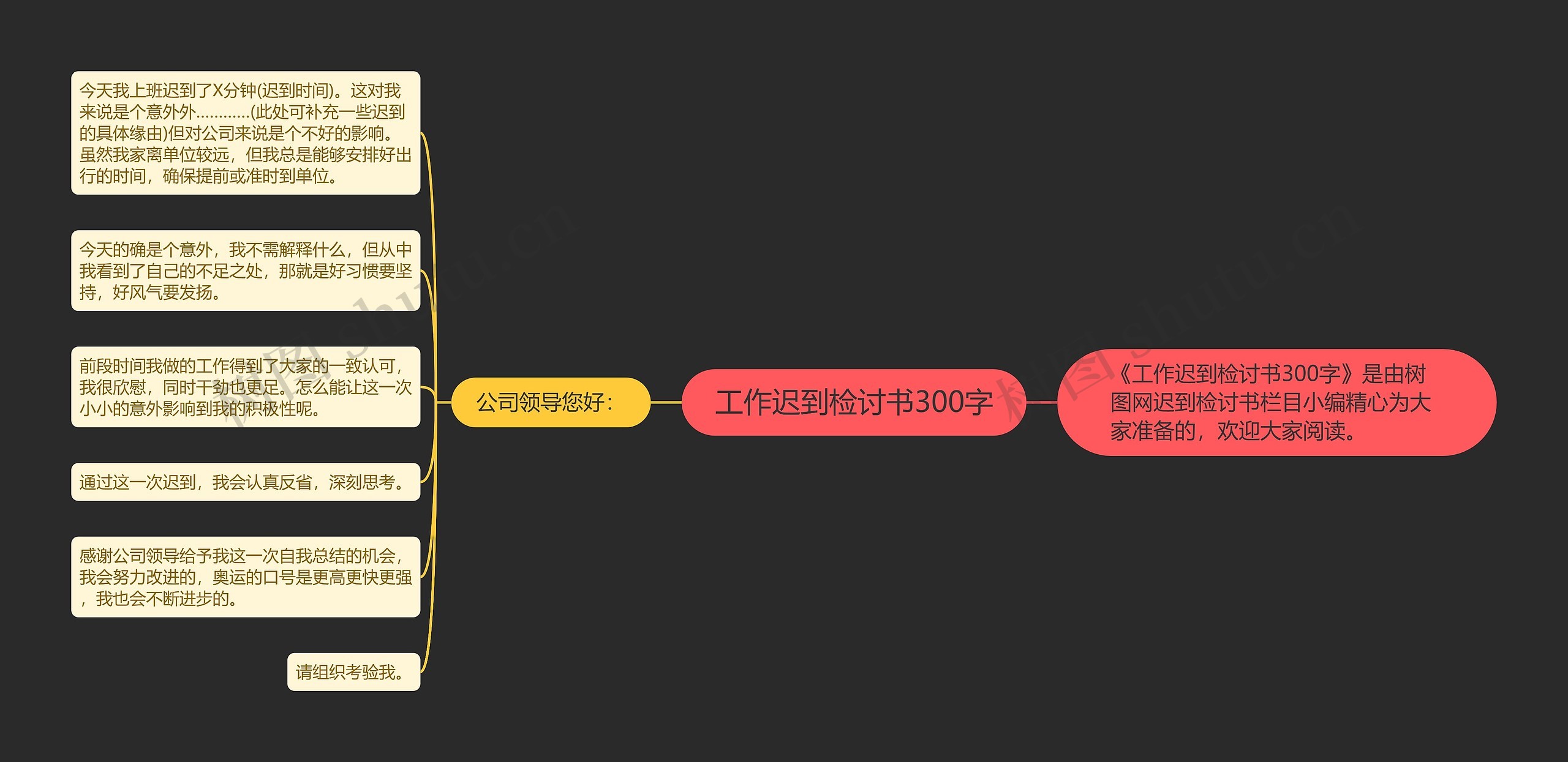 工作迟到检讨书300字思维导图