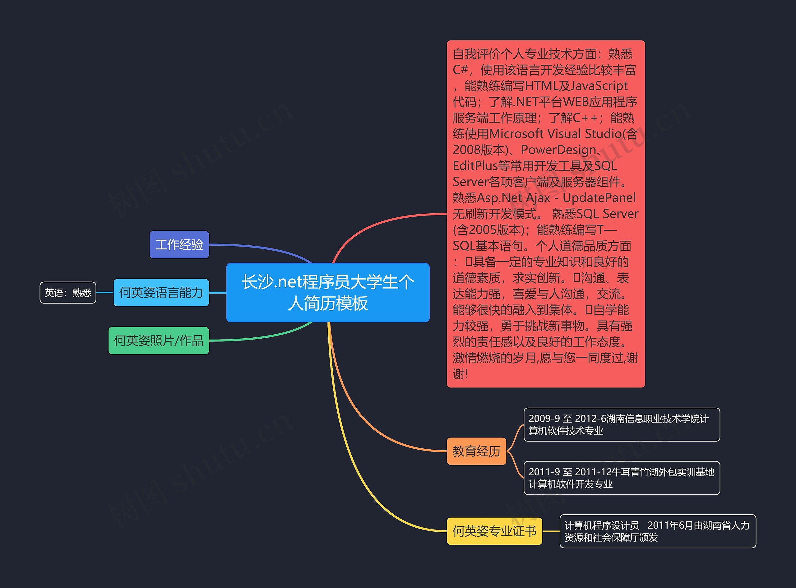 长沙.net程序员大学生个人简历模板