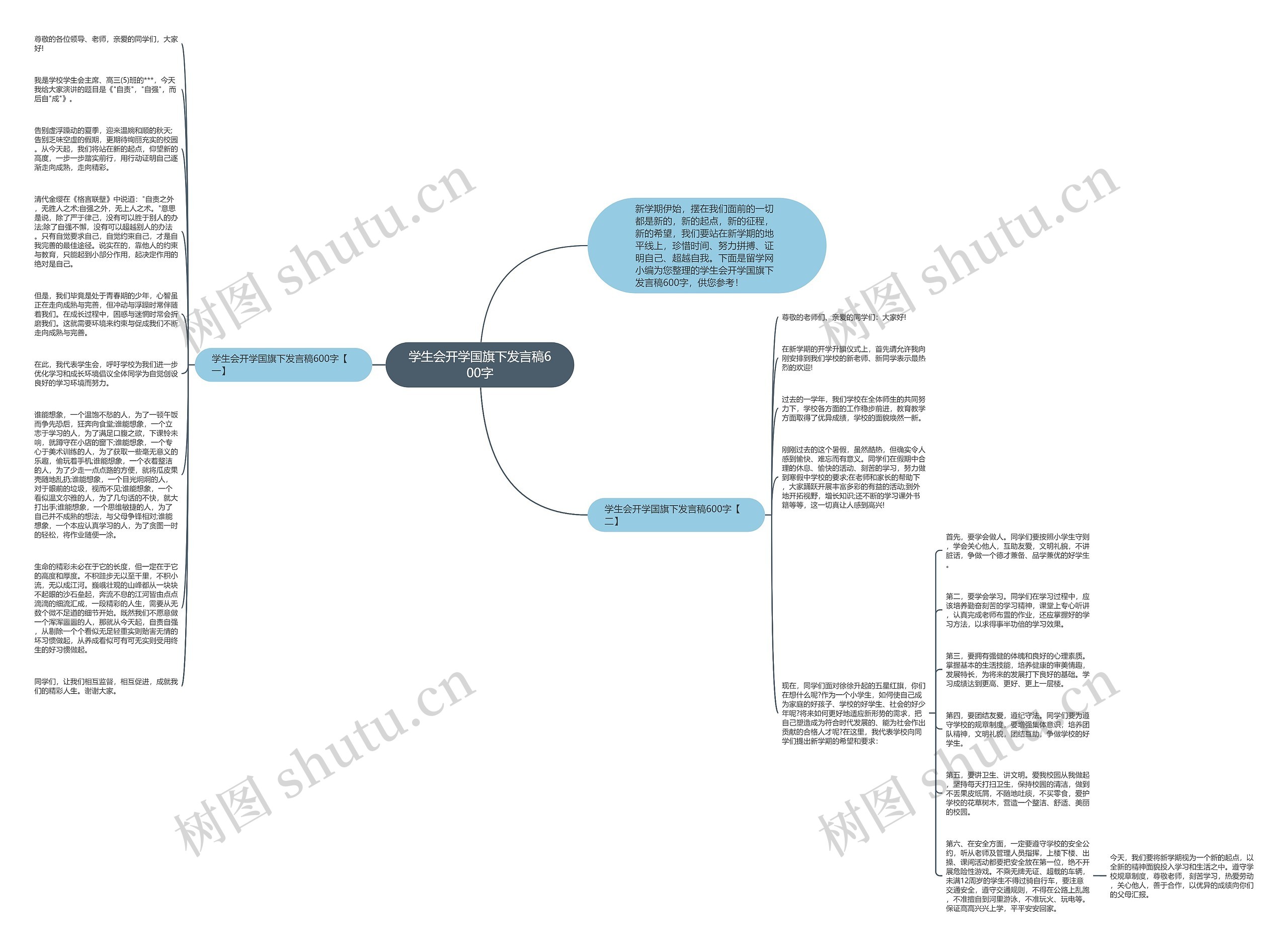 学生会开学国旗下发言稿600字思维导图