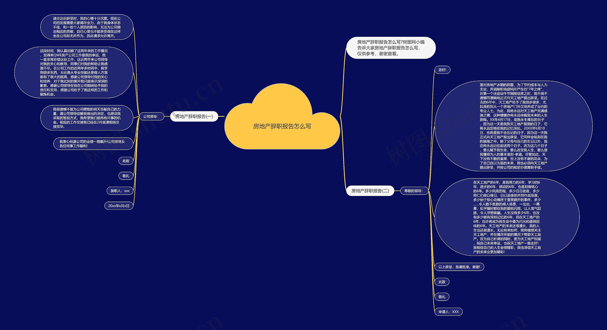 房地产辞职报告怎么写思维导图