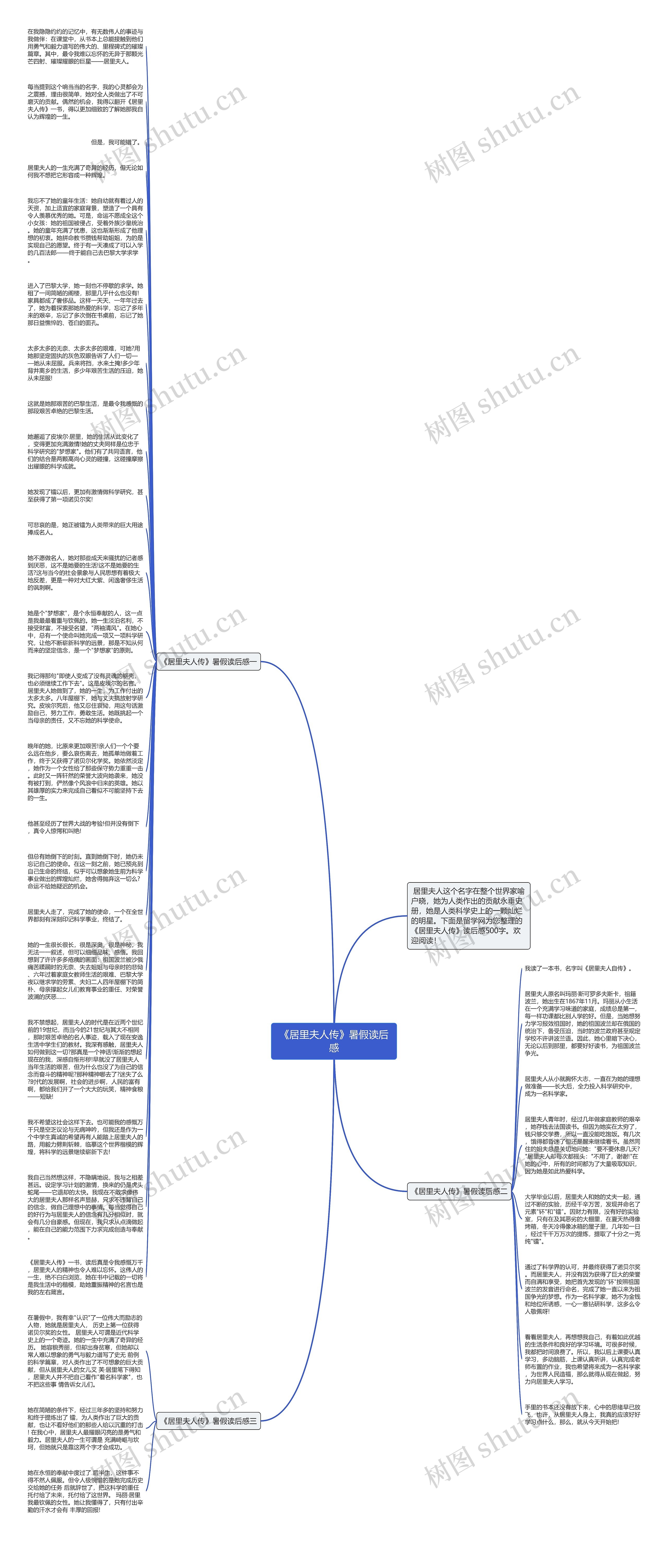 《居里夫人传》暑假读后感思维导图