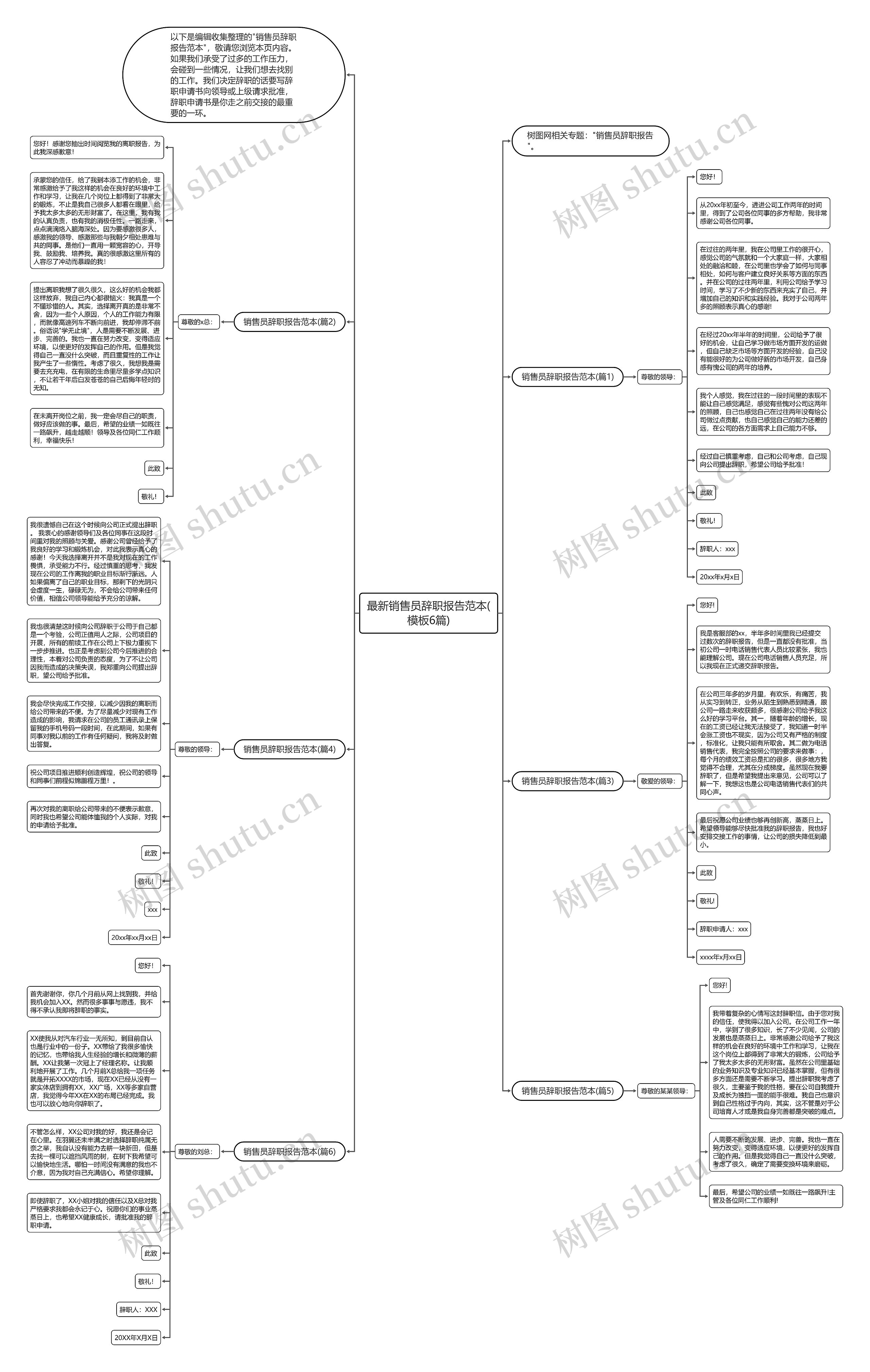 最新销售员辞职报告范本(6篇)思维导图