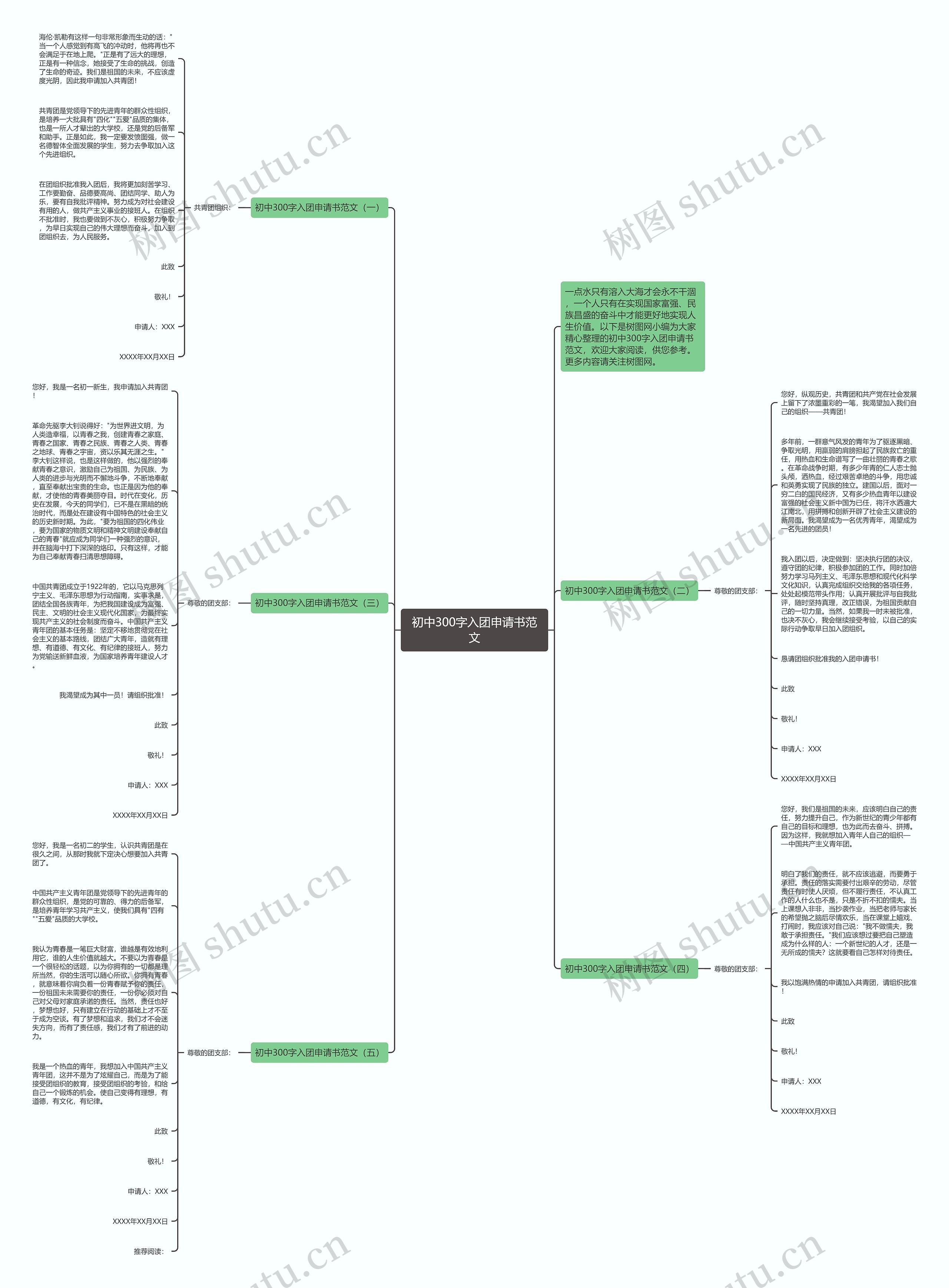 初中300字入团申请书范文思维导图