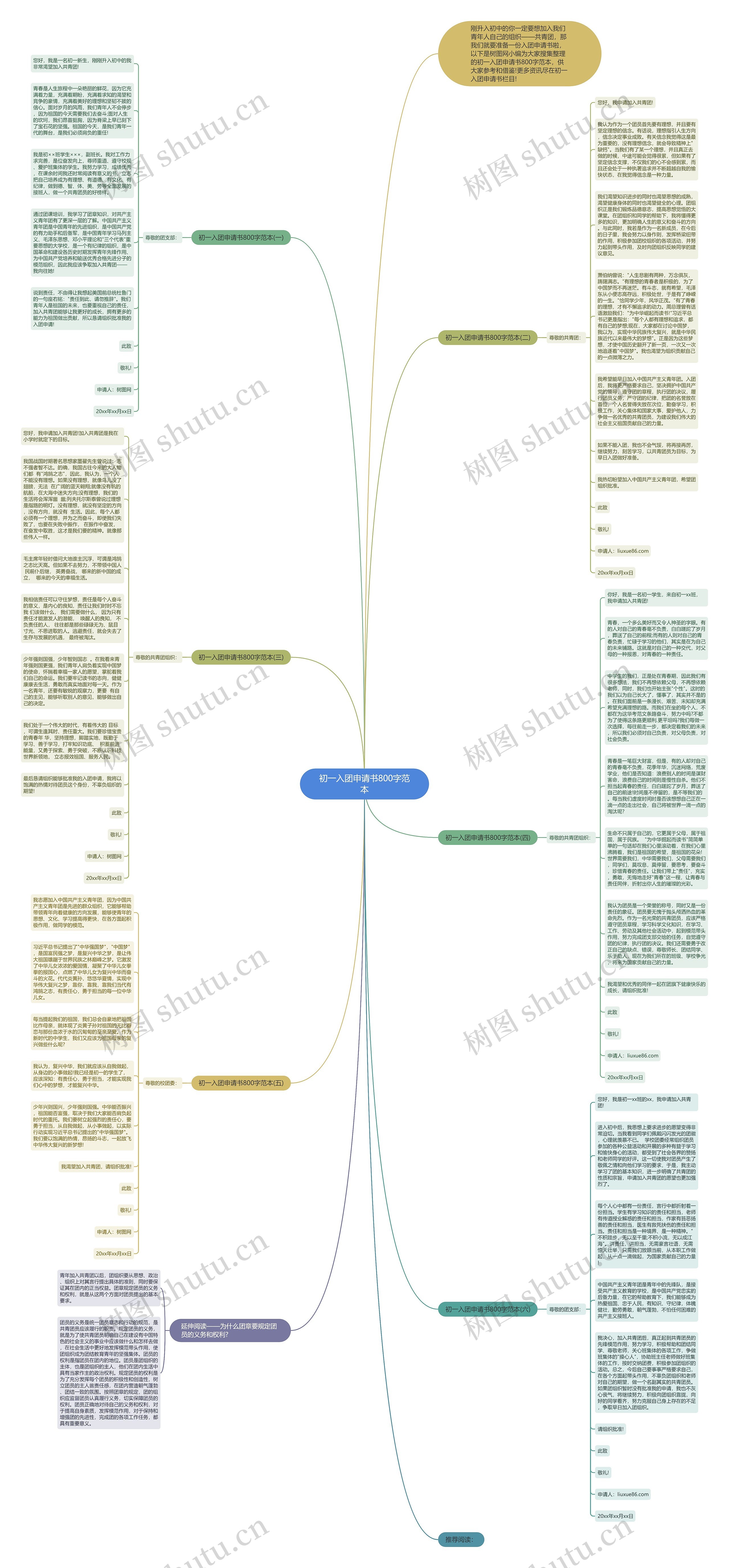 初一入团申请书800字范本思维导图