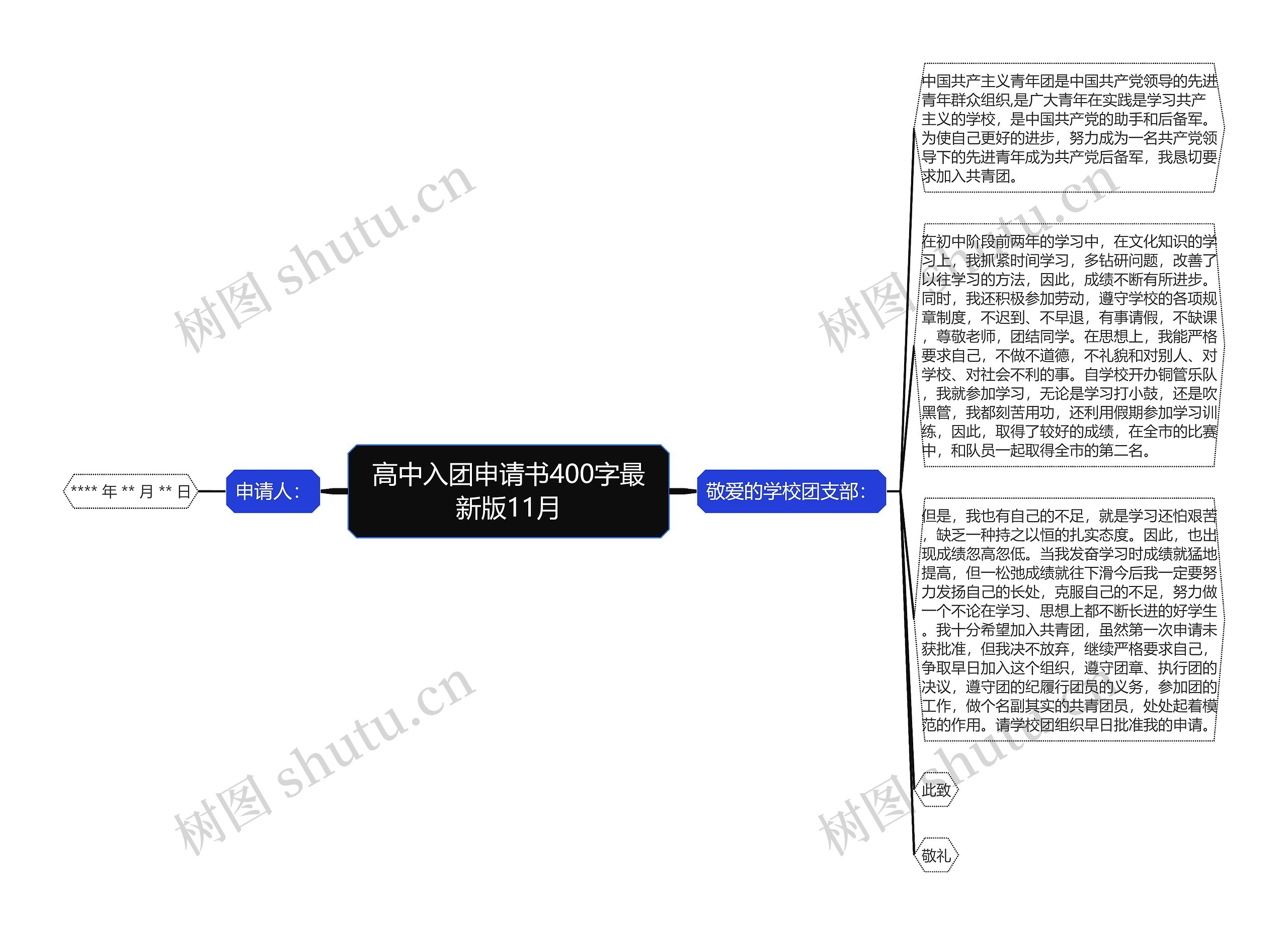 高中入团申请书400字最新版11月