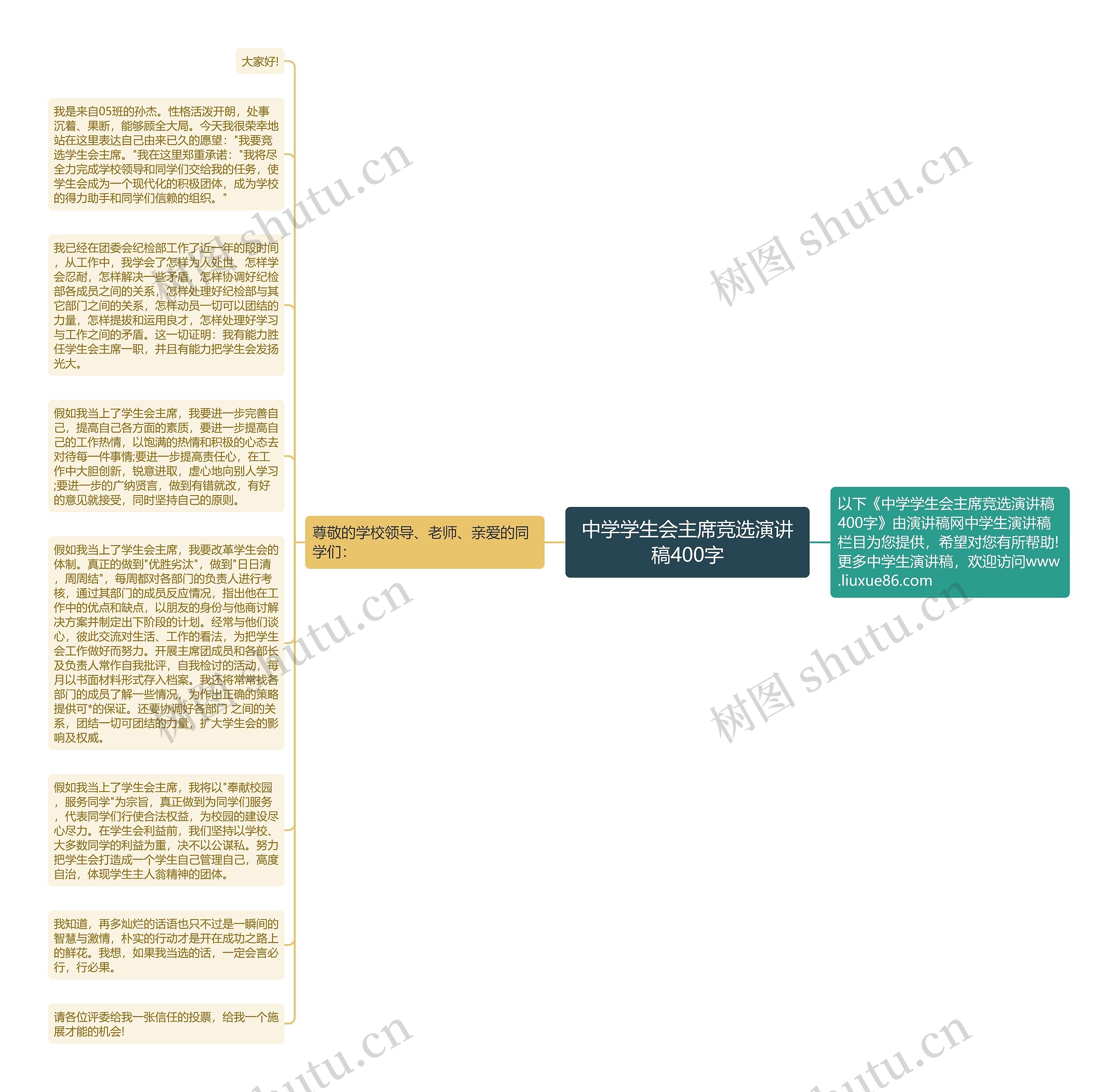 中学学生会主席竞选演讲稿400字思维导图