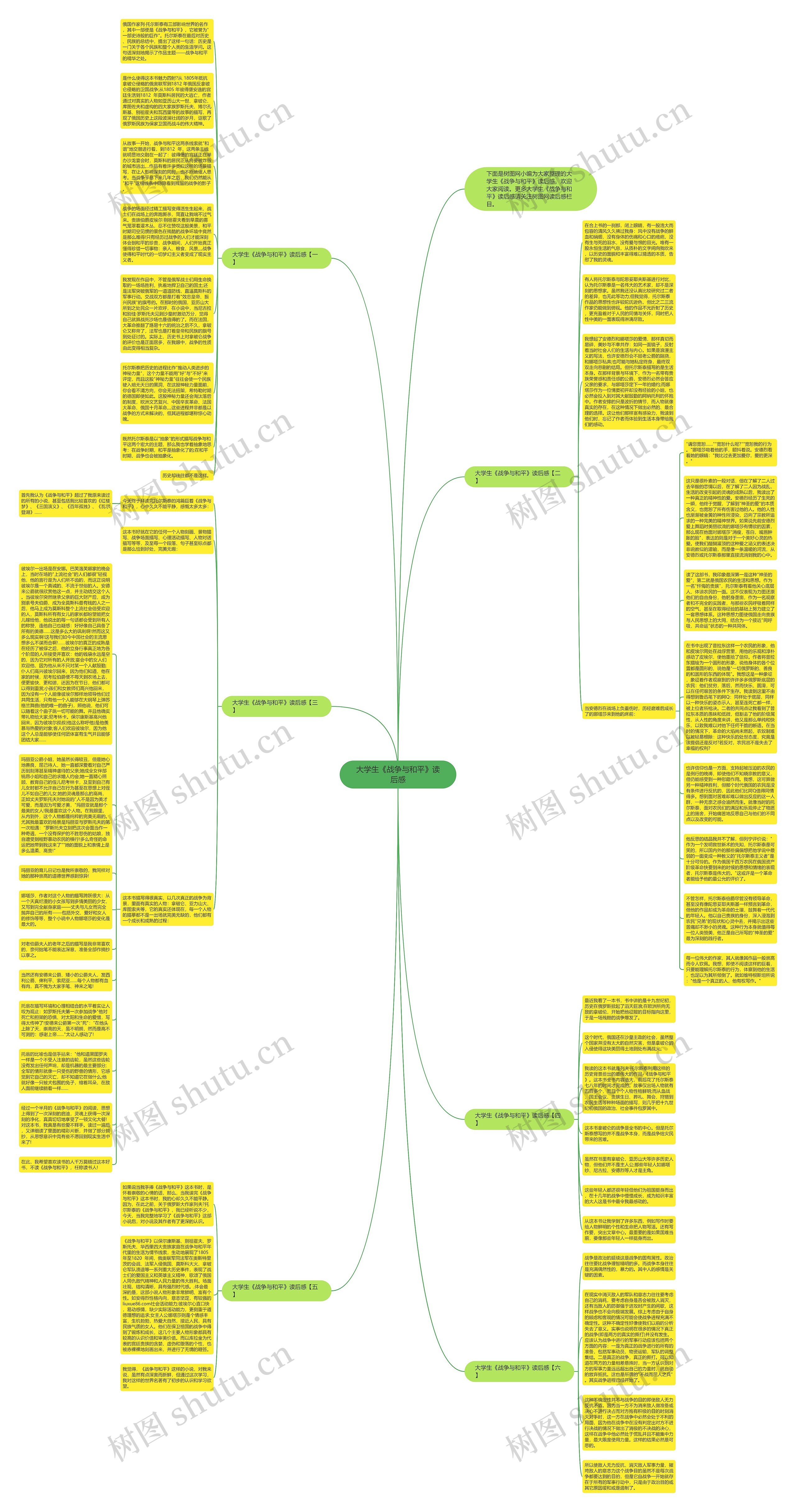 大学生《战争与和平》读后感思维导图
