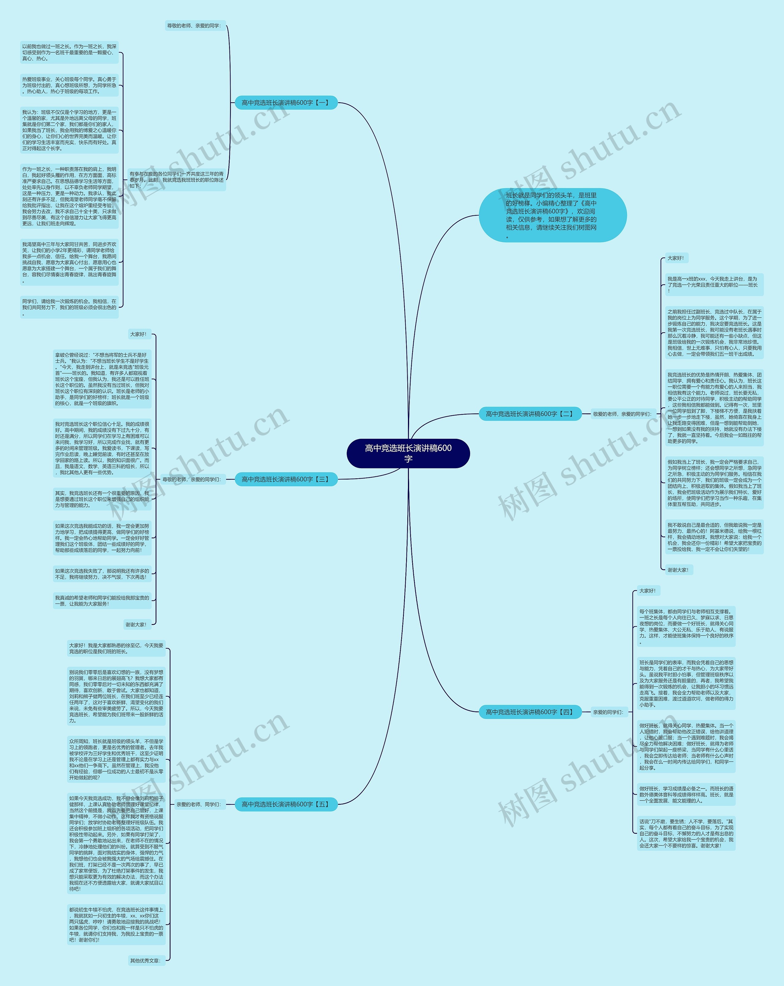 高中竞选班长演讲稿600字思维导图