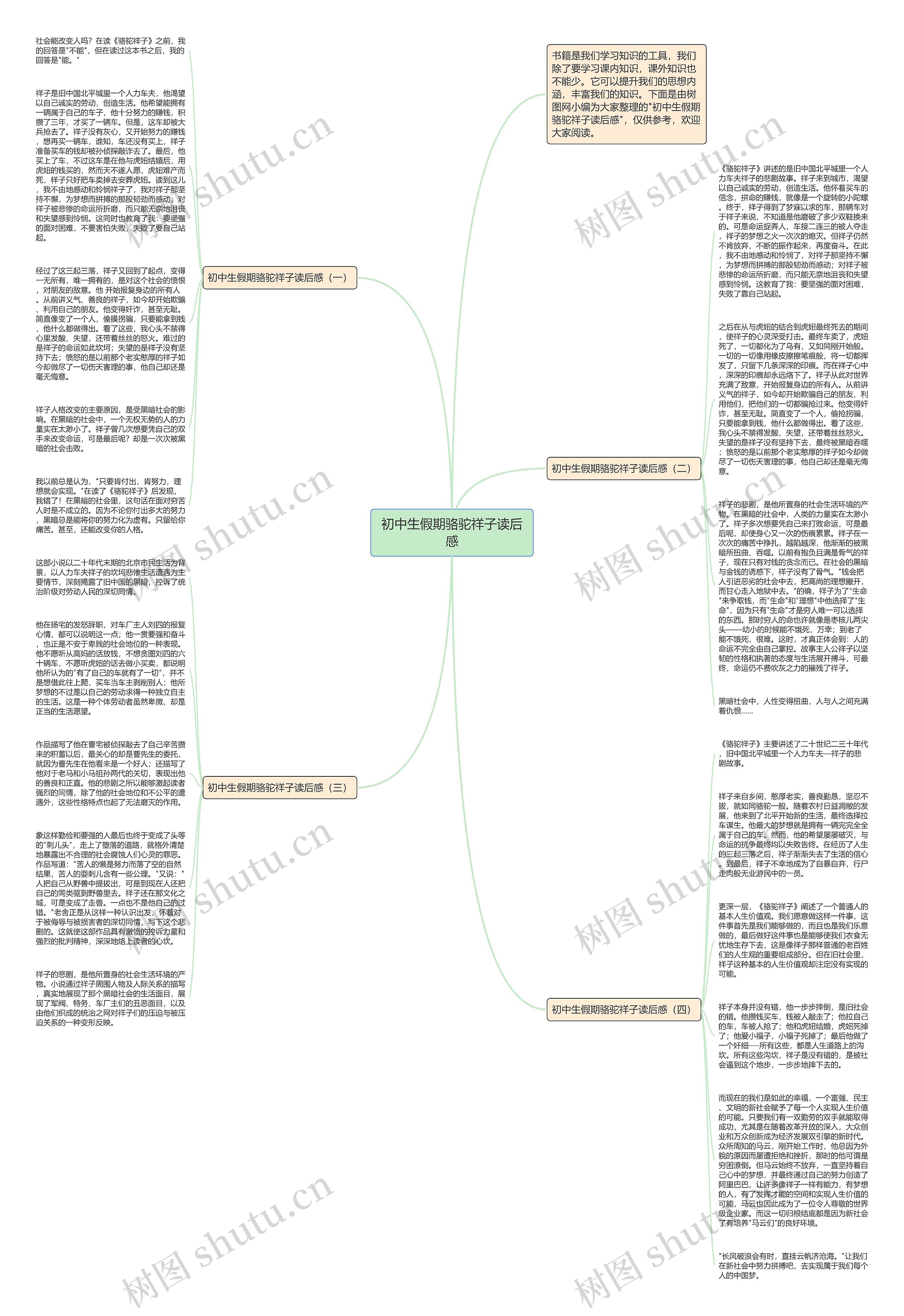 初中生假期骆驼祥子读后感思维导图
