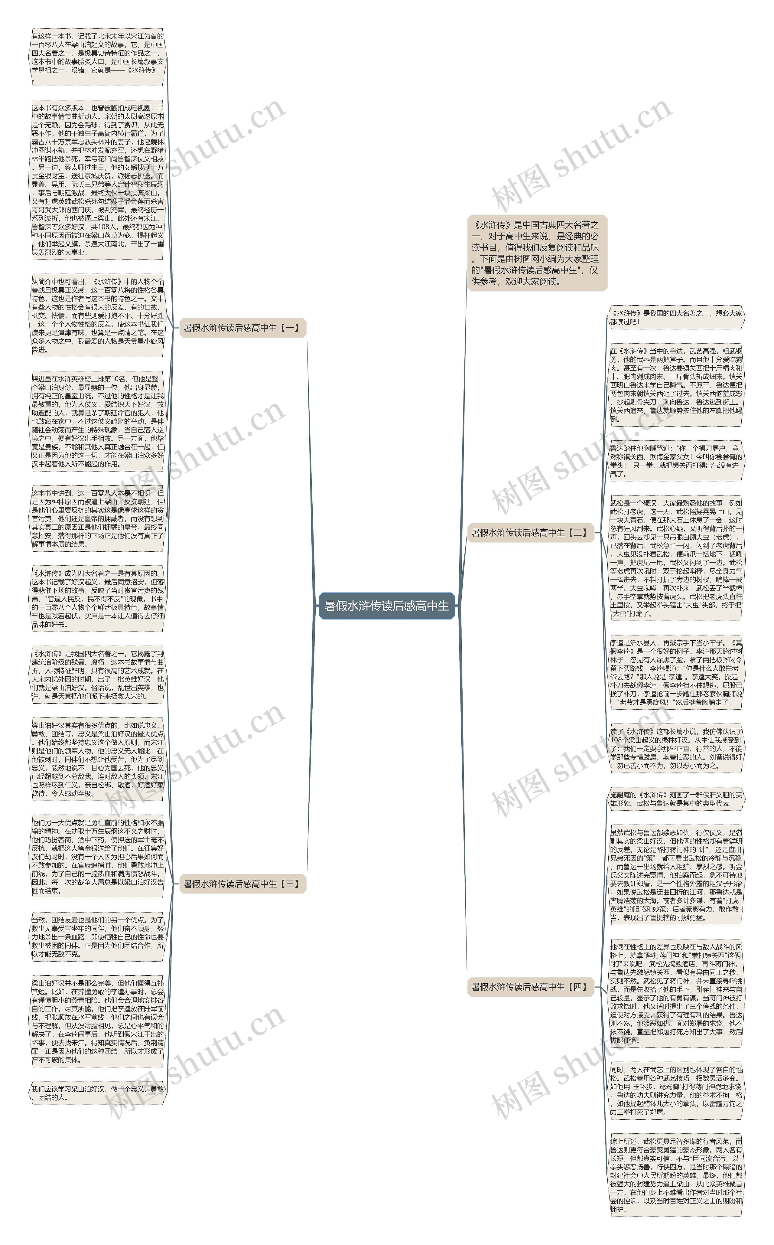 暑假水浒传读后感高中生思维导图