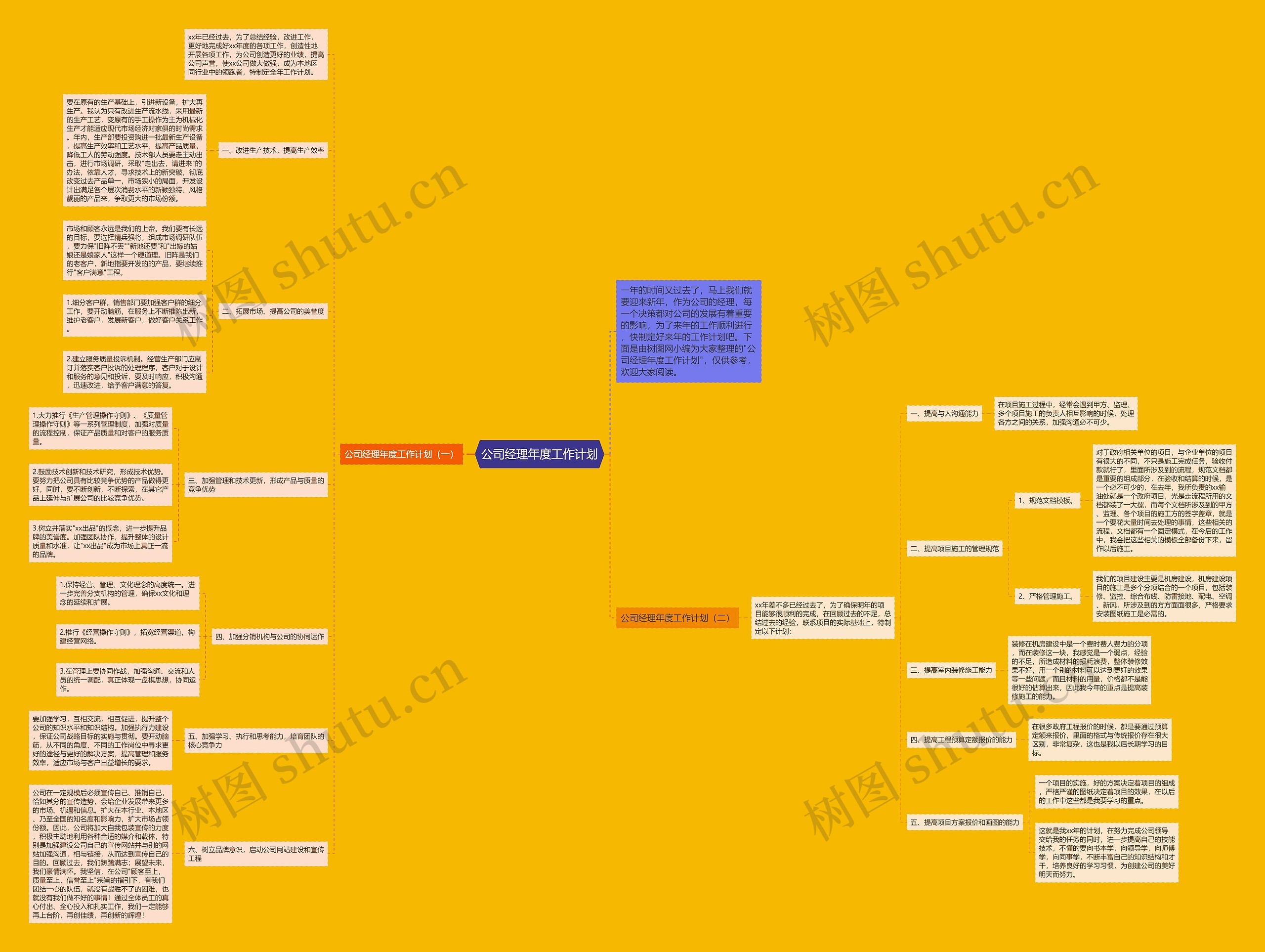 公司经理年度工作计划思维导图