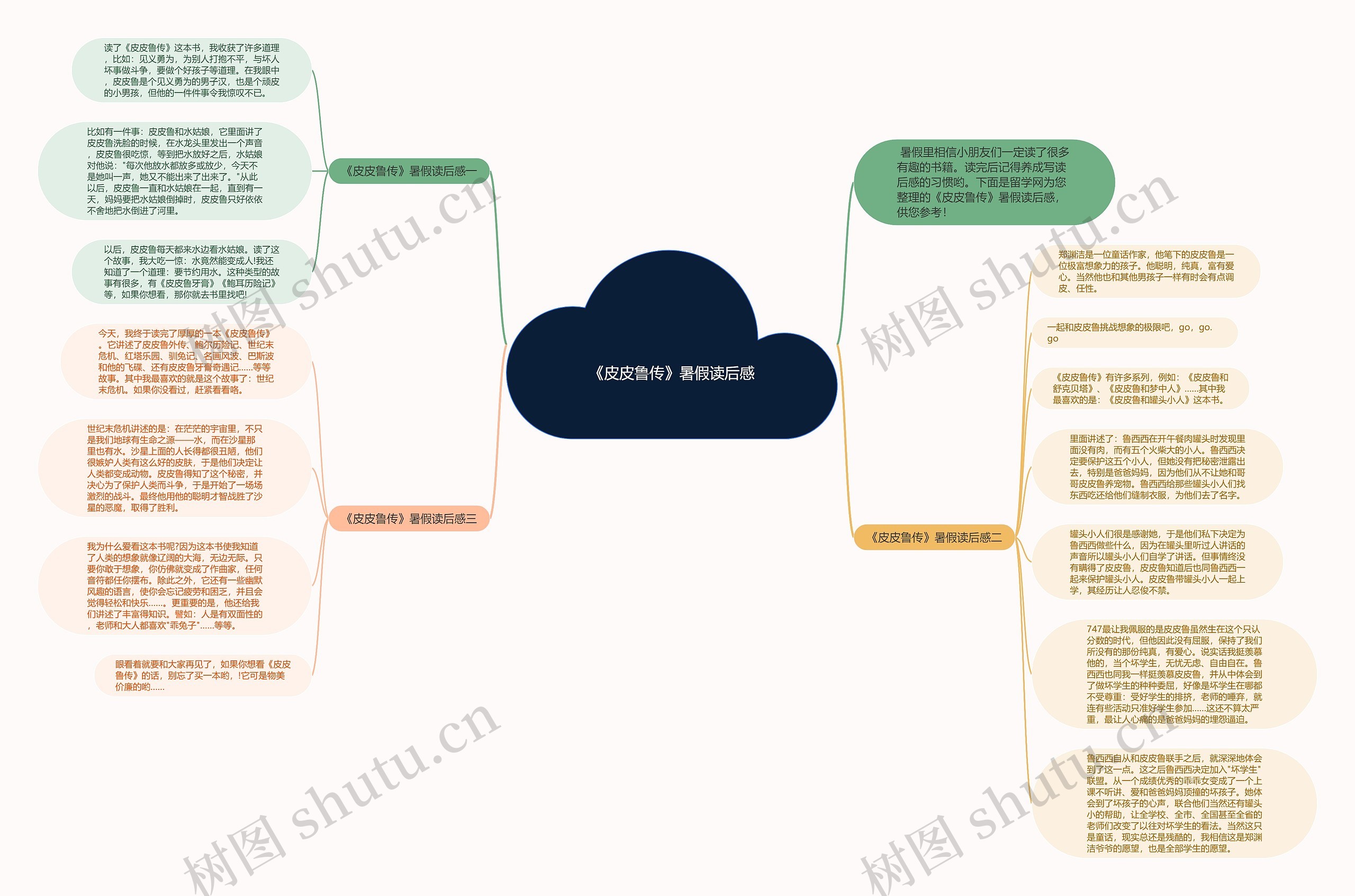 《皮皮鲁传》暑假读后感思维导图