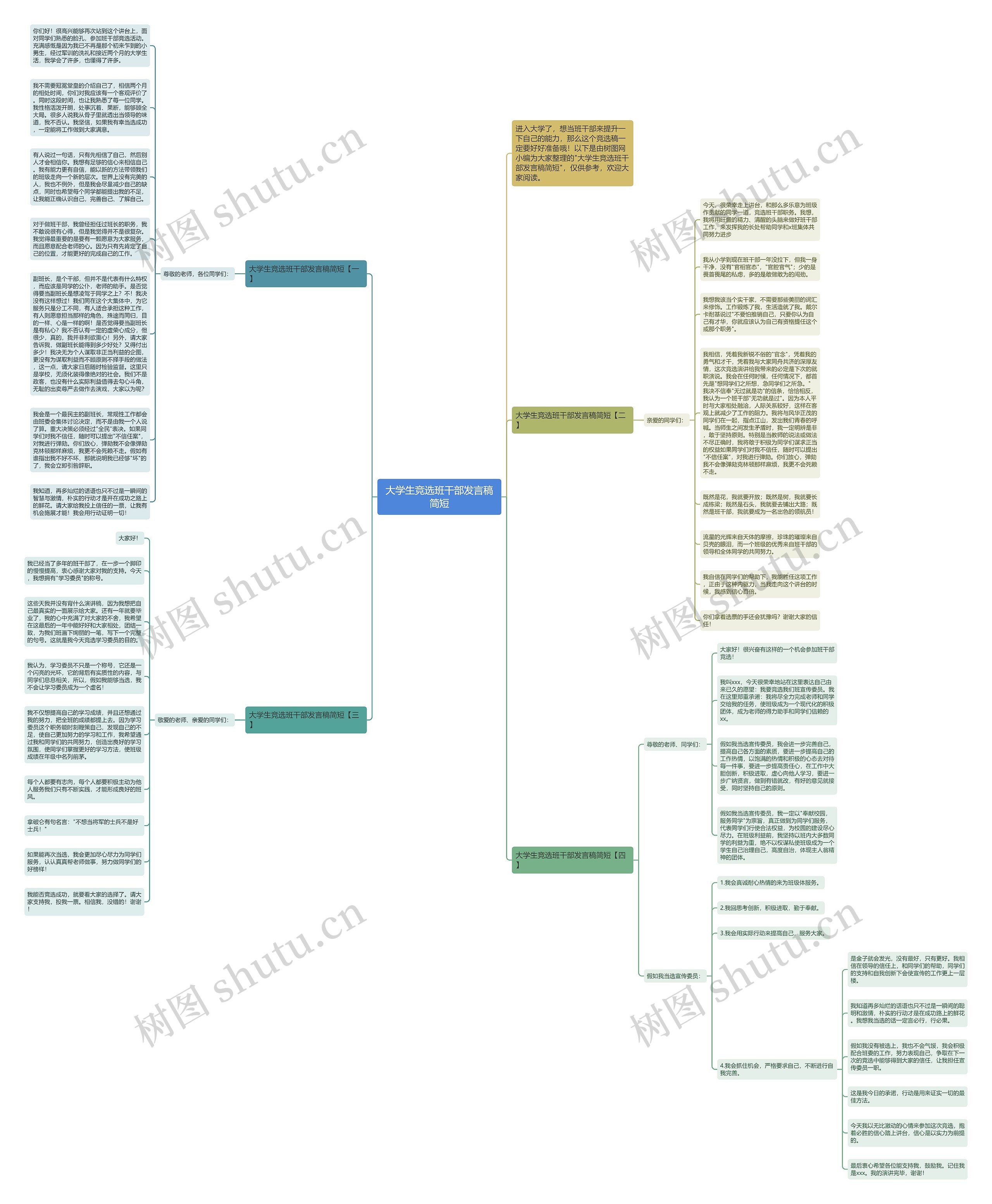 大学生竞选班干部发言稿简短思维导图