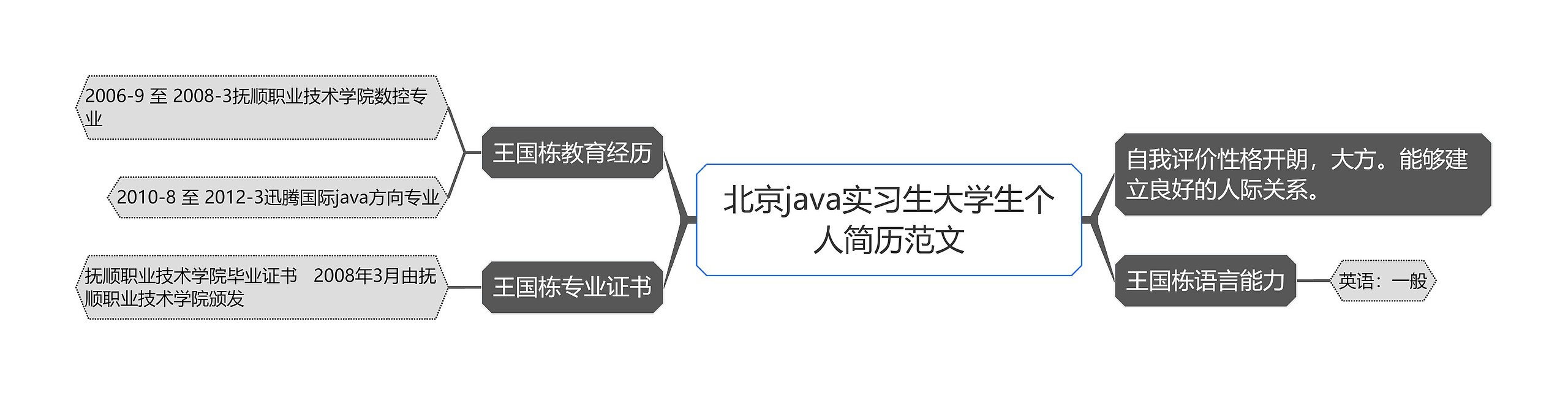 北京java实习生大学生个人简历范文思维导图