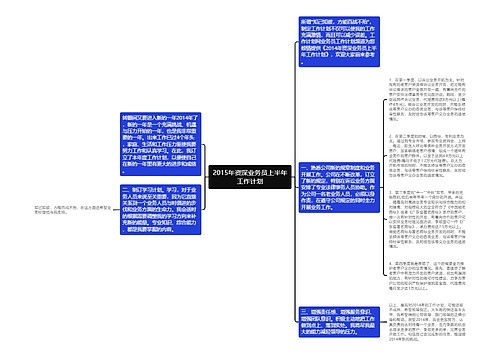 2015年资深业务员上半年工作计划