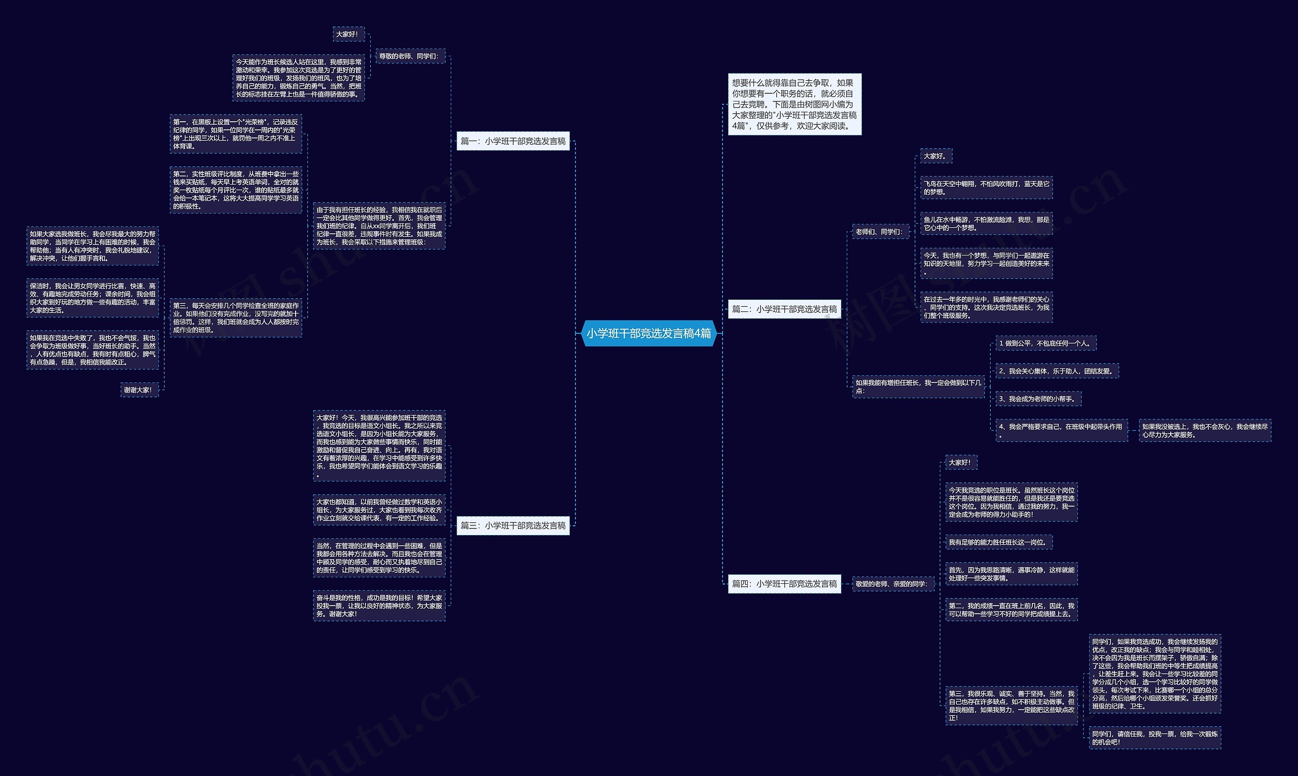 小学班干部竞选发言稿4篇思维导图