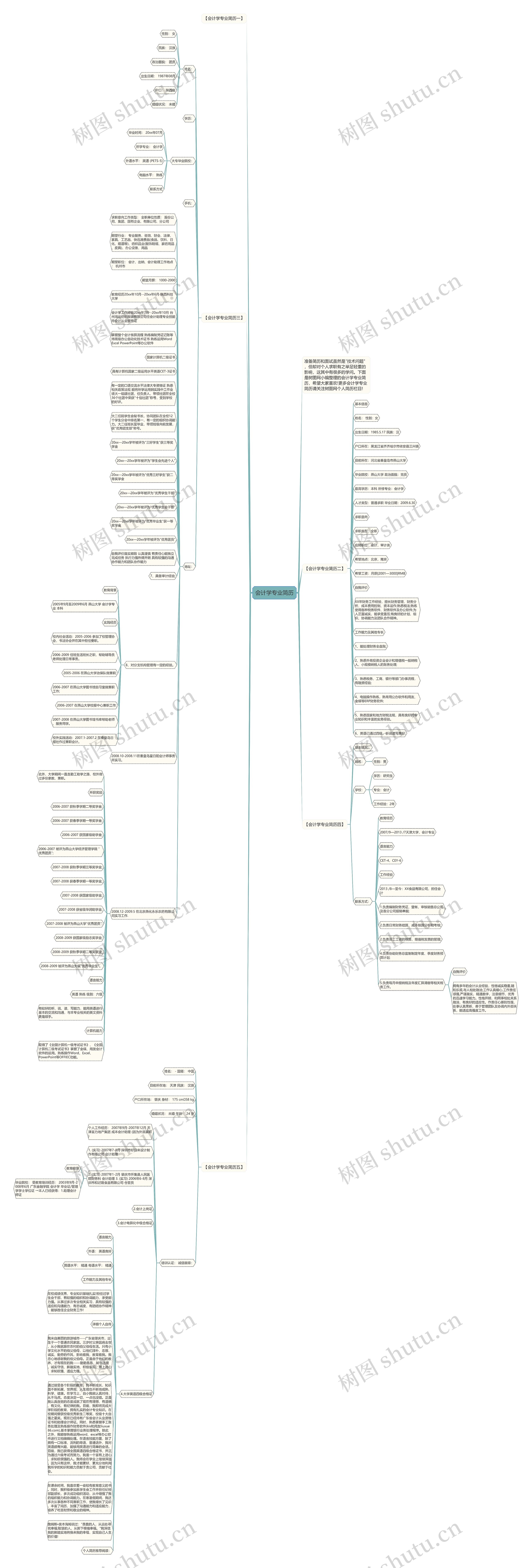 会计学专业简历思维导图