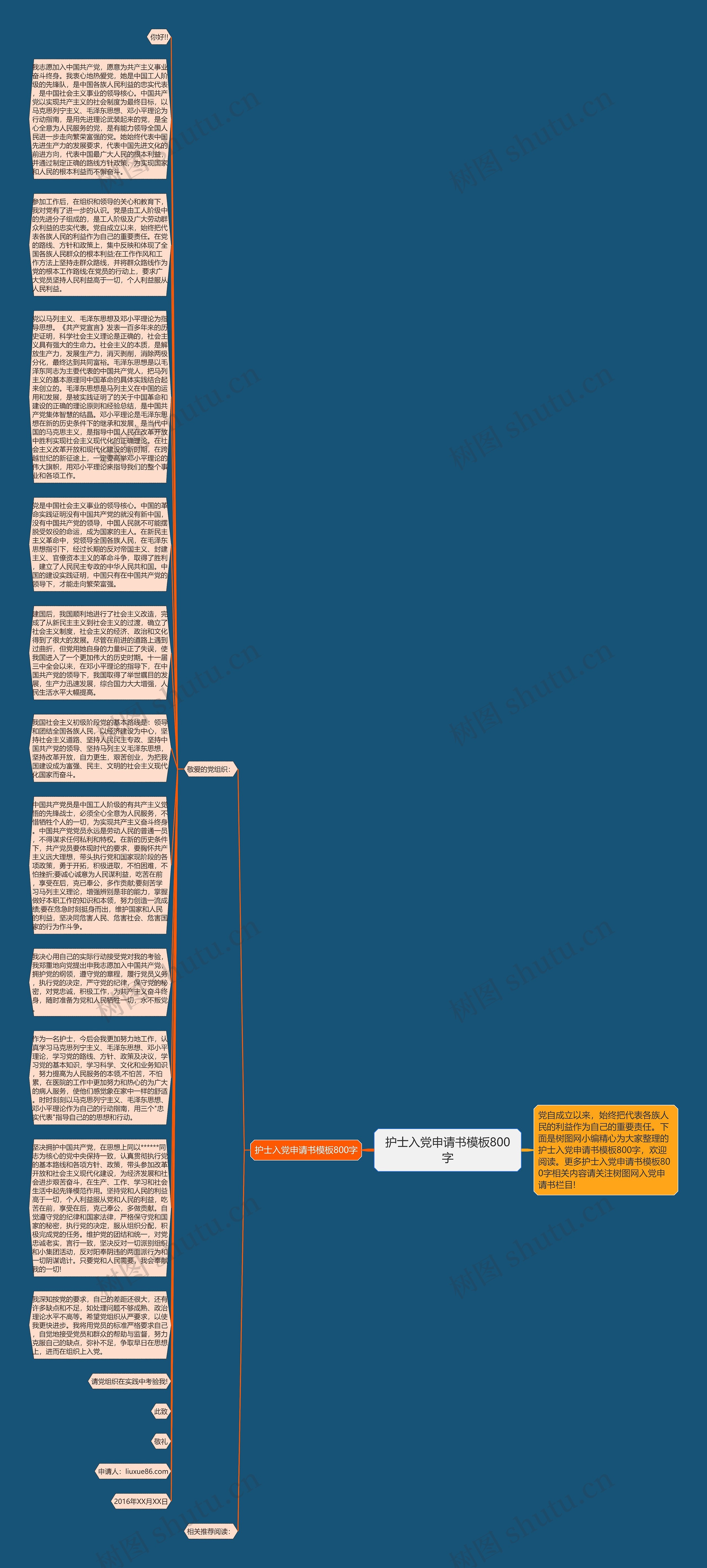 护士入党申请书800字思维导图
