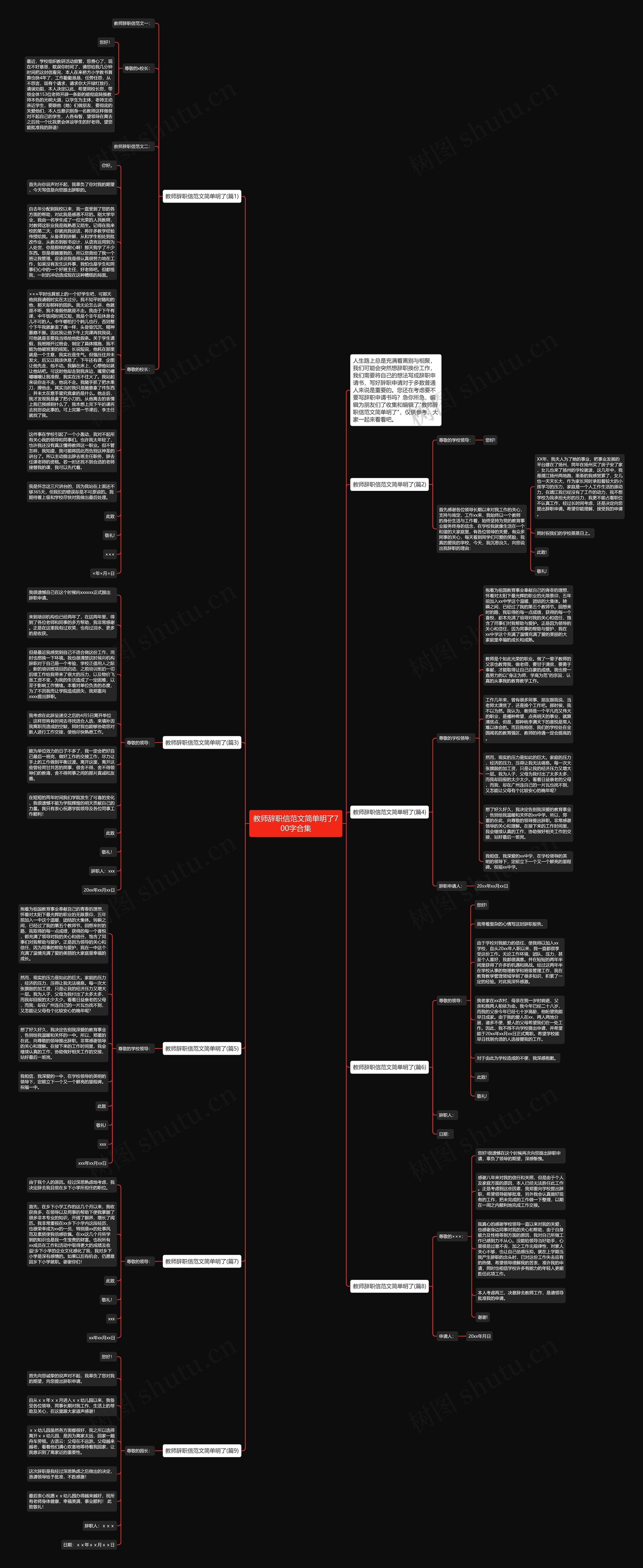 教师辞职信范文简单明了700字合集思维导图