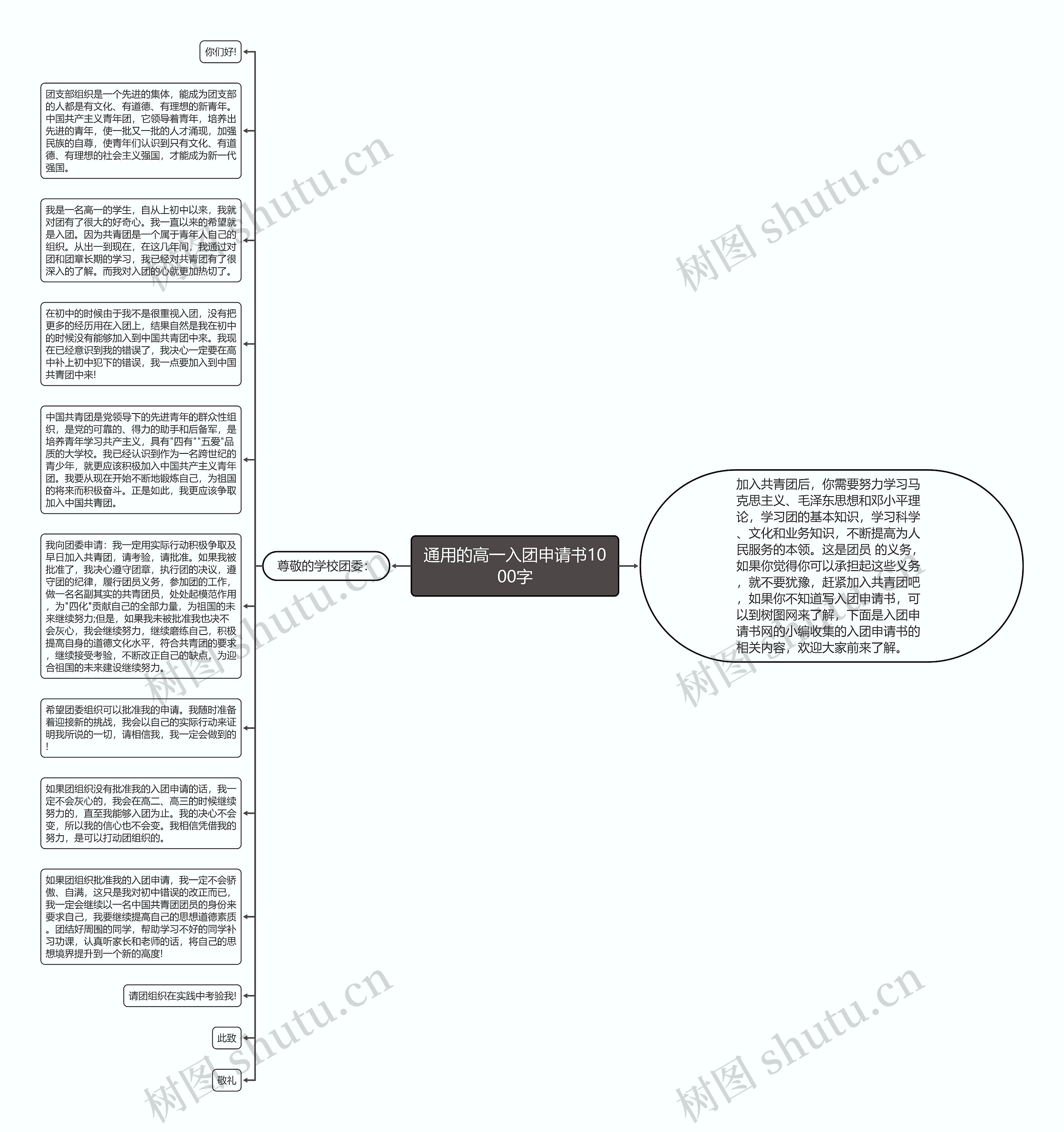 通用的高一入团申请书1000字思维导图