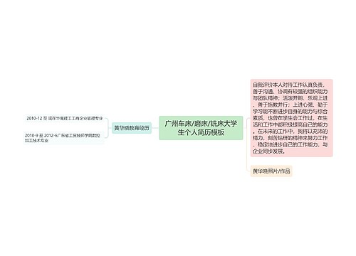 广州车床/磨床/铣床大学生个人简历模板