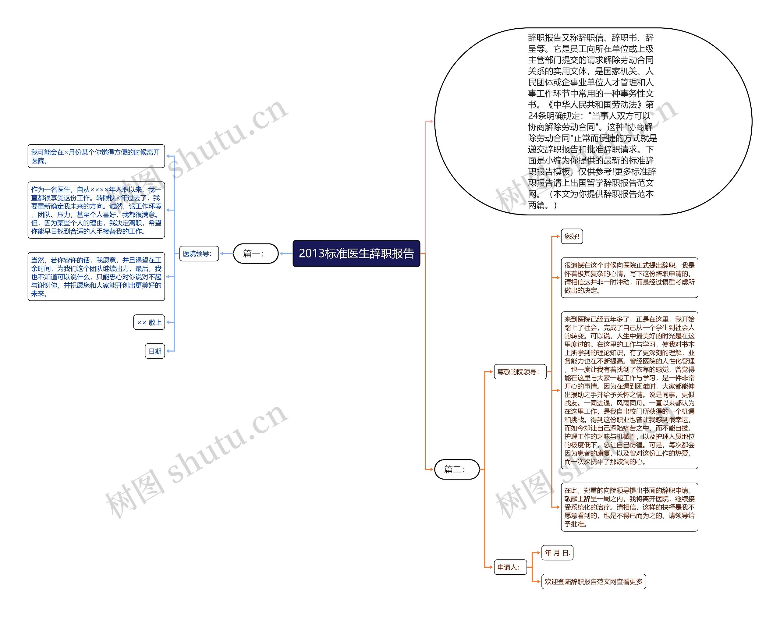 2013标准医生辞职报告思维导图