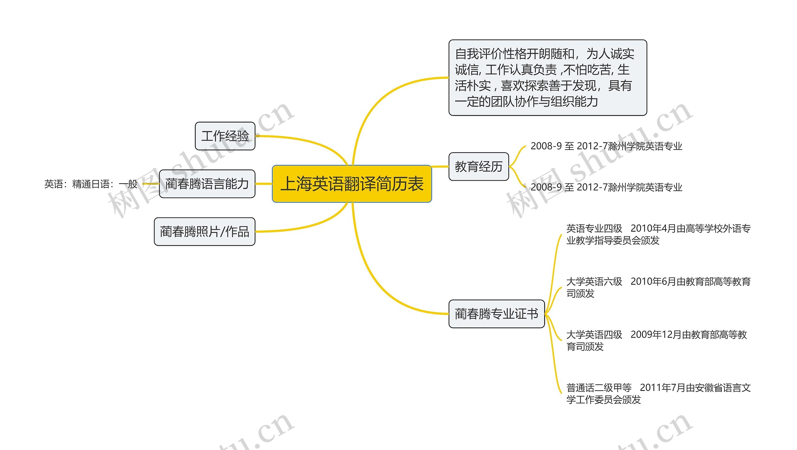 上海英语翻译简历表