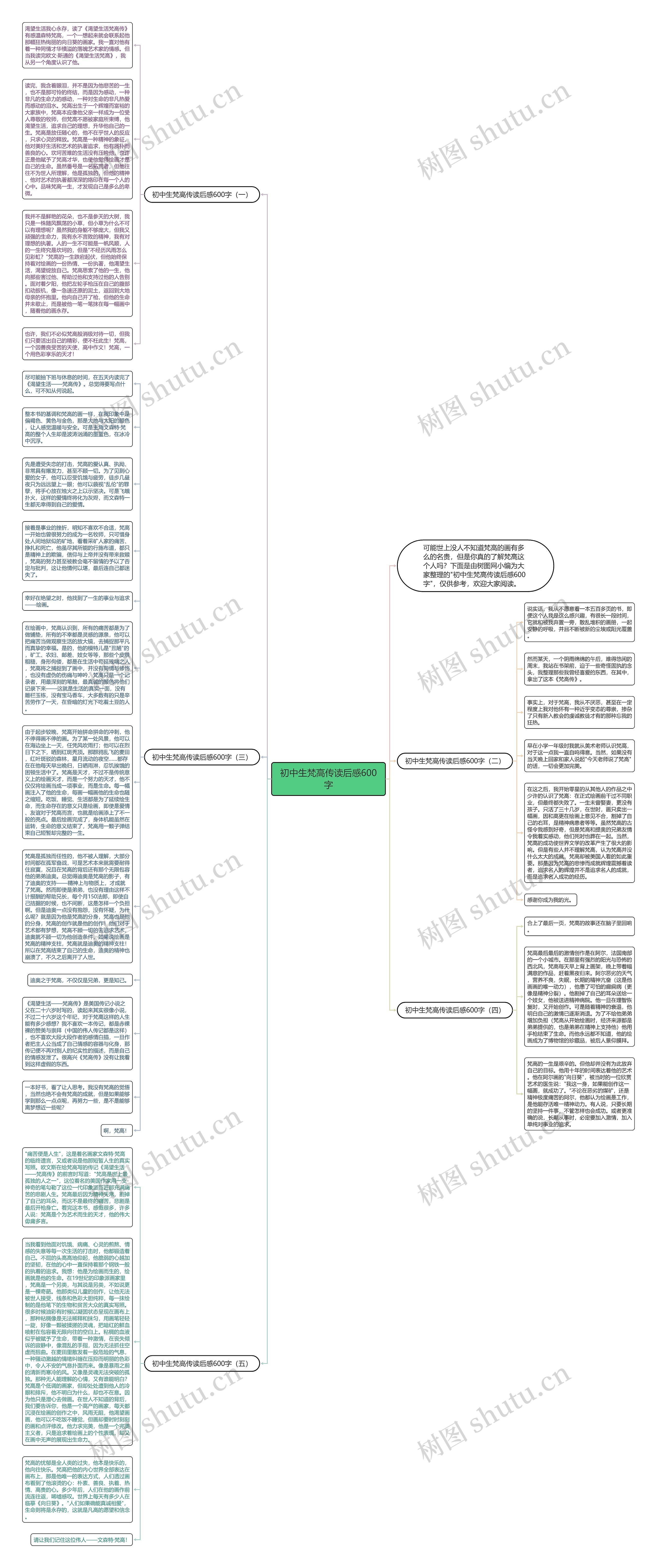 初中生梵高传读后感600字思维导图