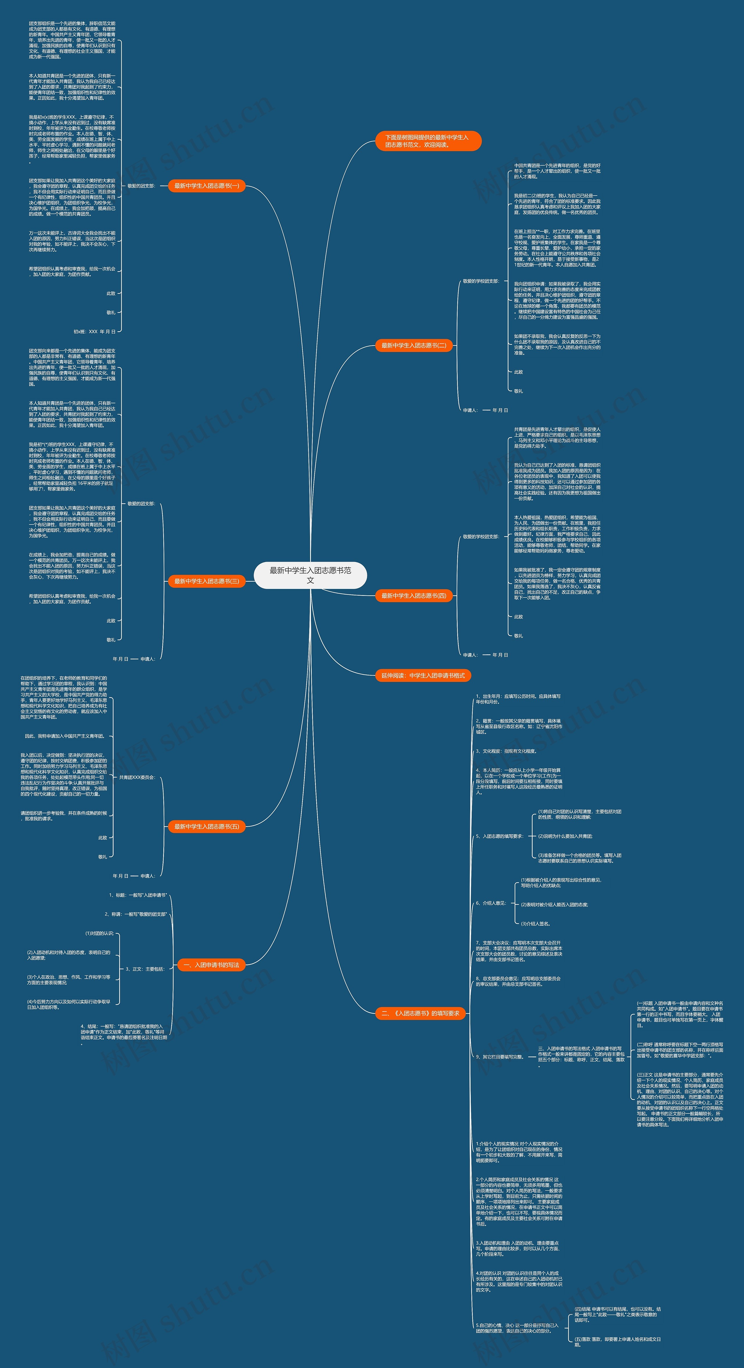 最新中学生入团志愿书范文思维导图
