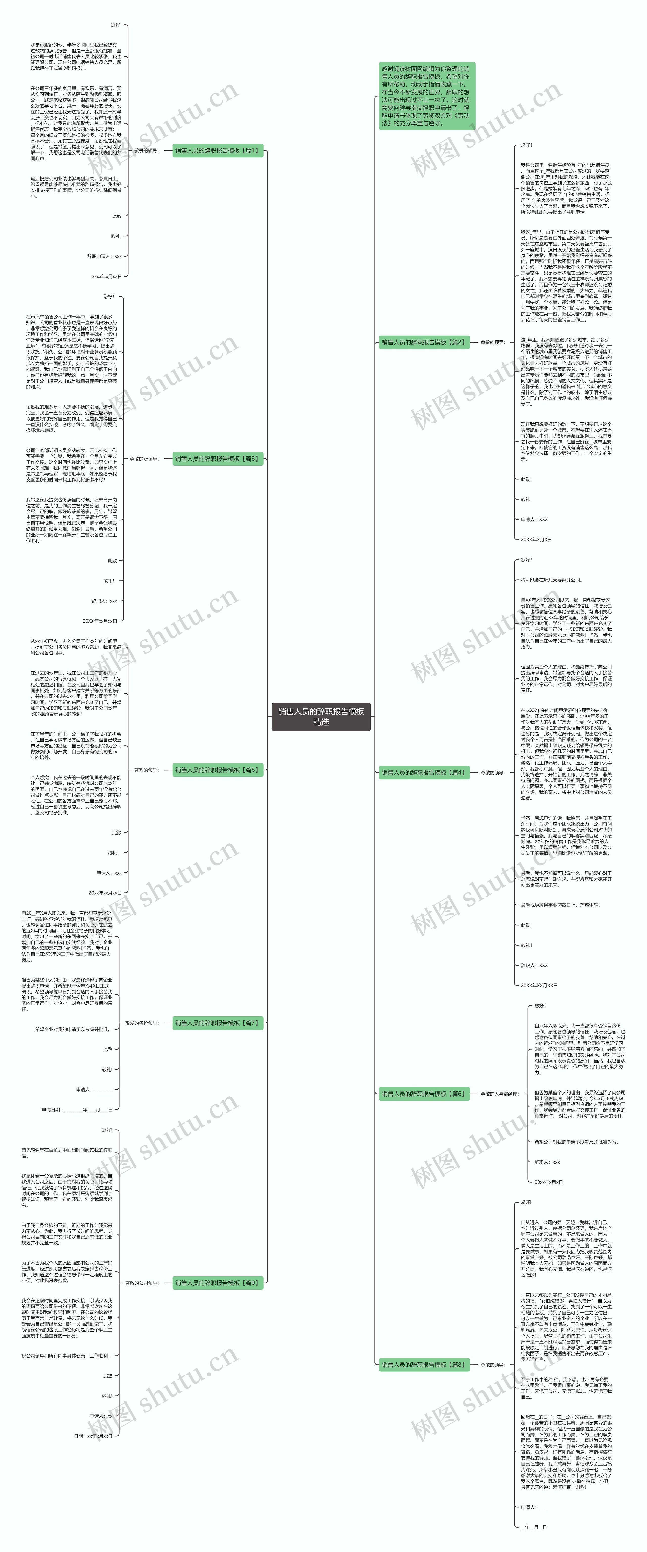 销售人员的辞职报告精选思维导图