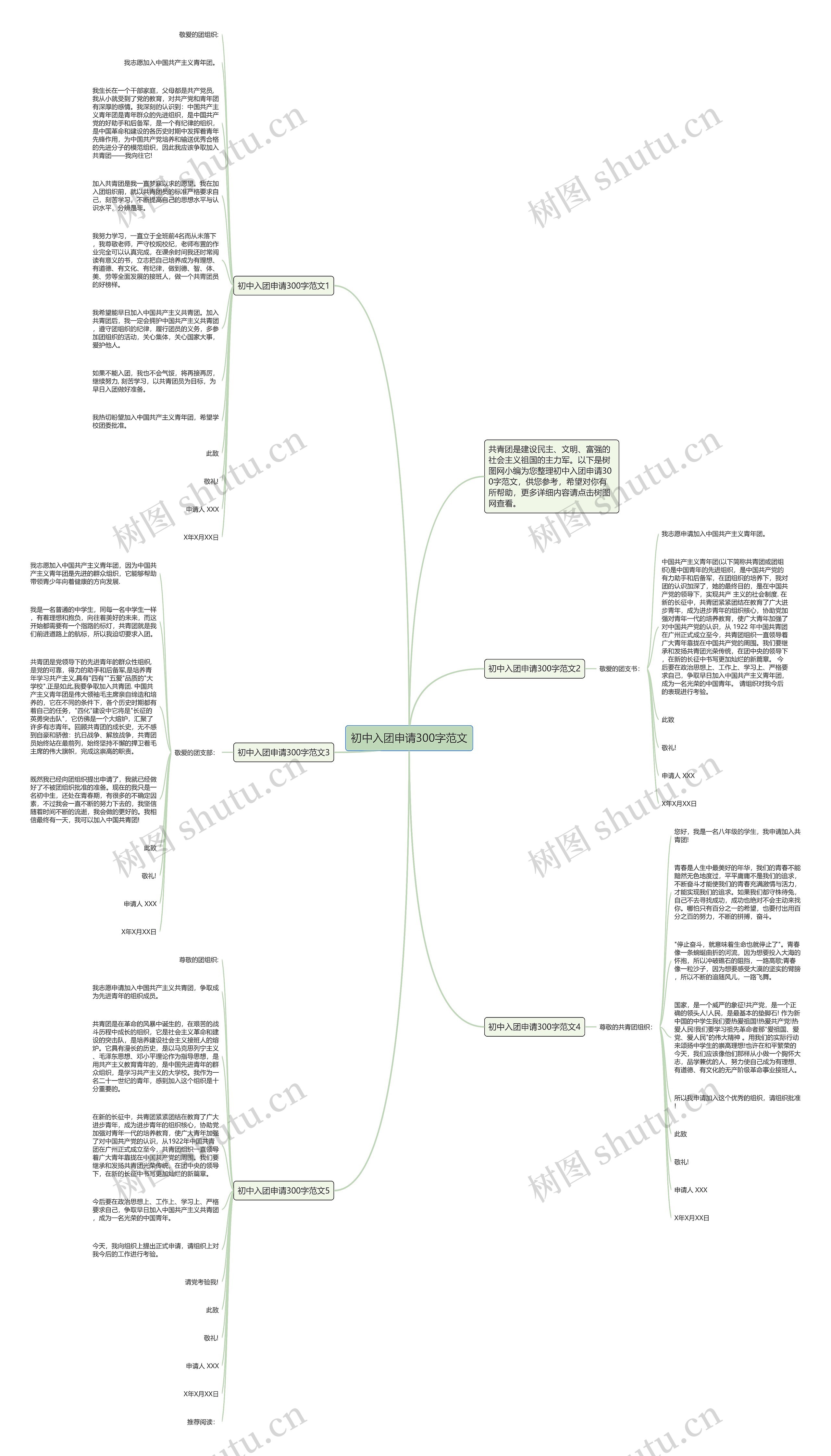 初中入团申请300字范文思维导图