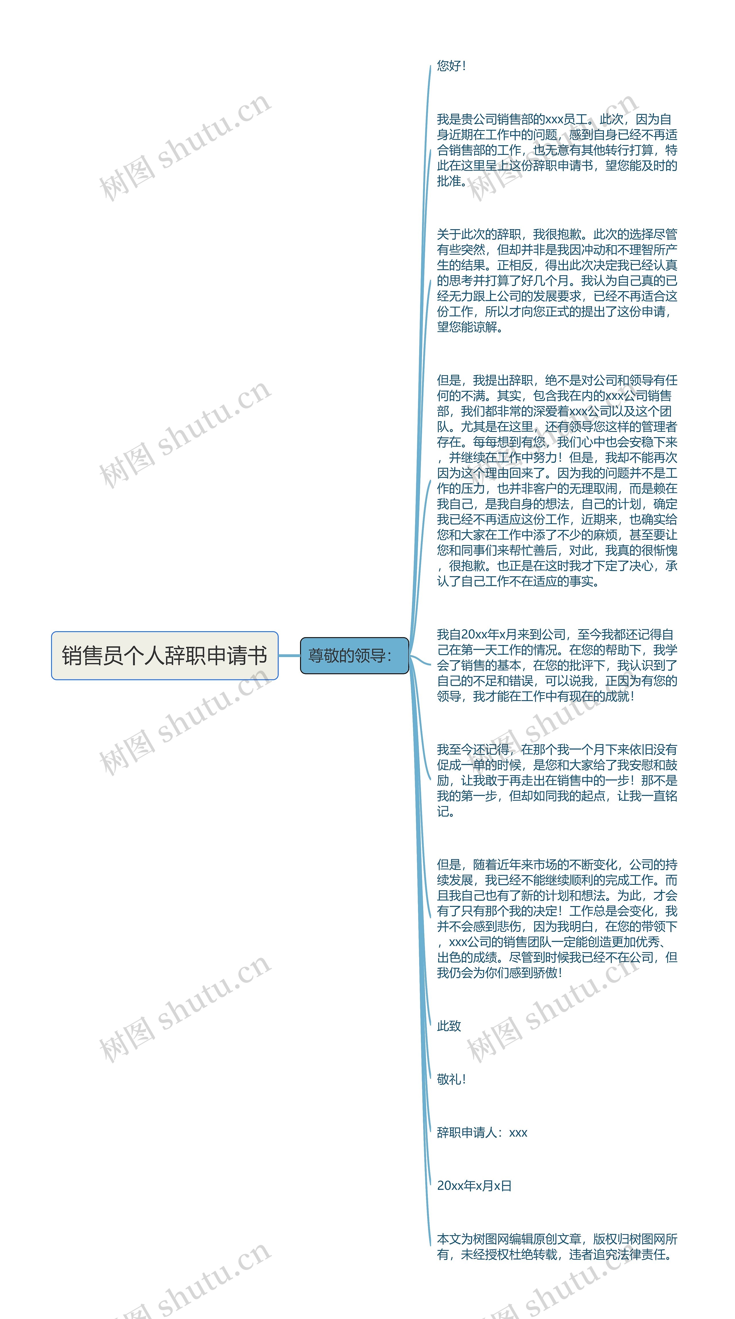 销售员个人辞职申请书思维导图