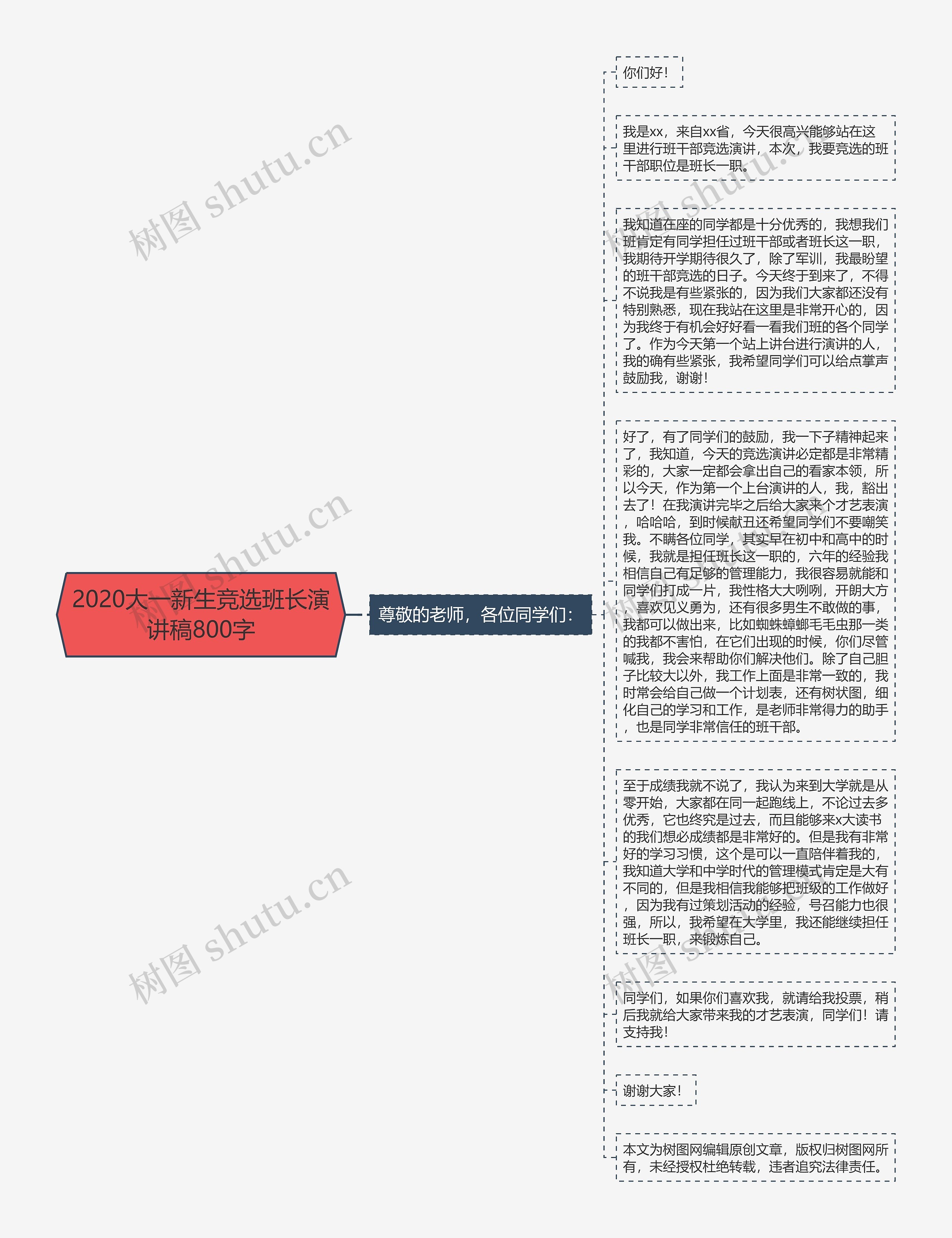 2020大一新生竞选班长演讲稿800字思维导图