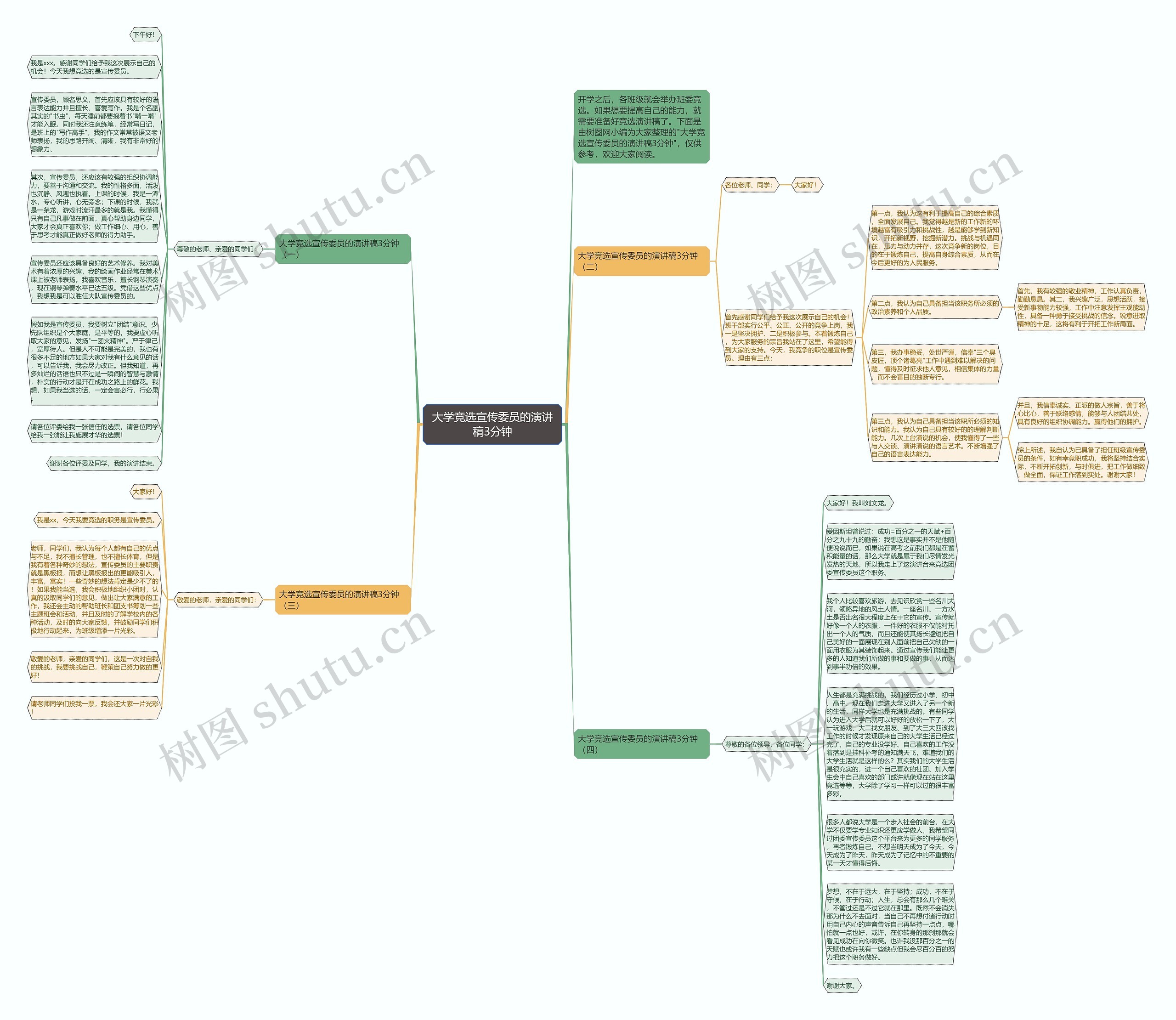 大学竞选宣传委员的演讲稿3分钟思维导图