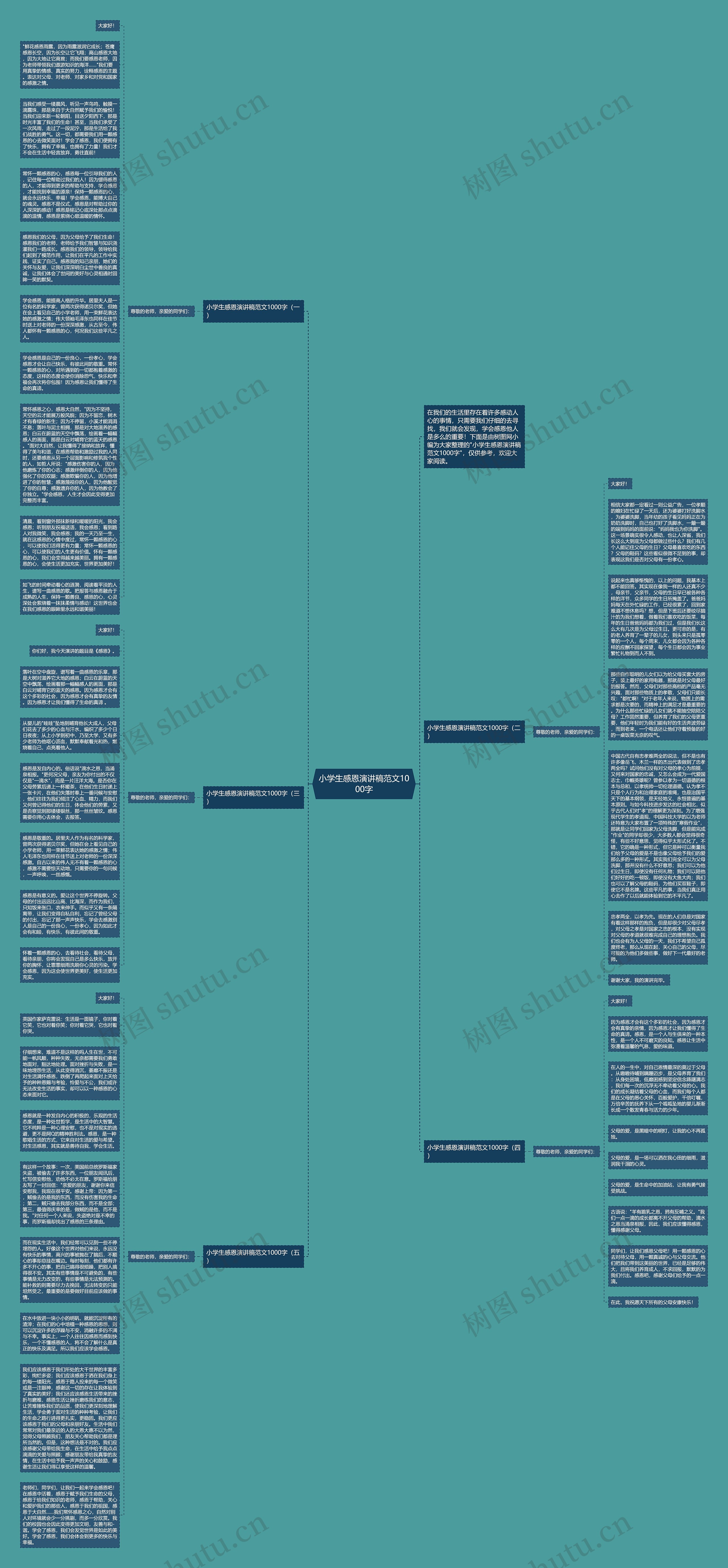 小学生感恩演讲稿范文1000字思维导图