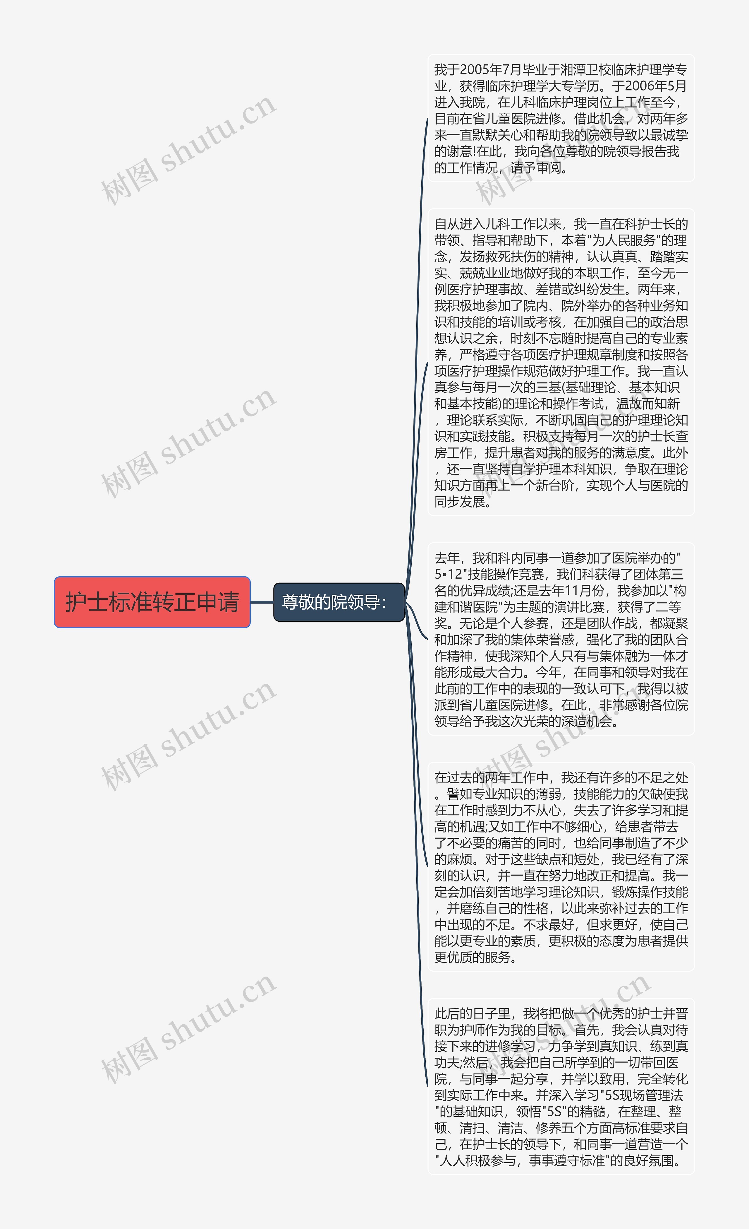 护士标准转正申请思维导图