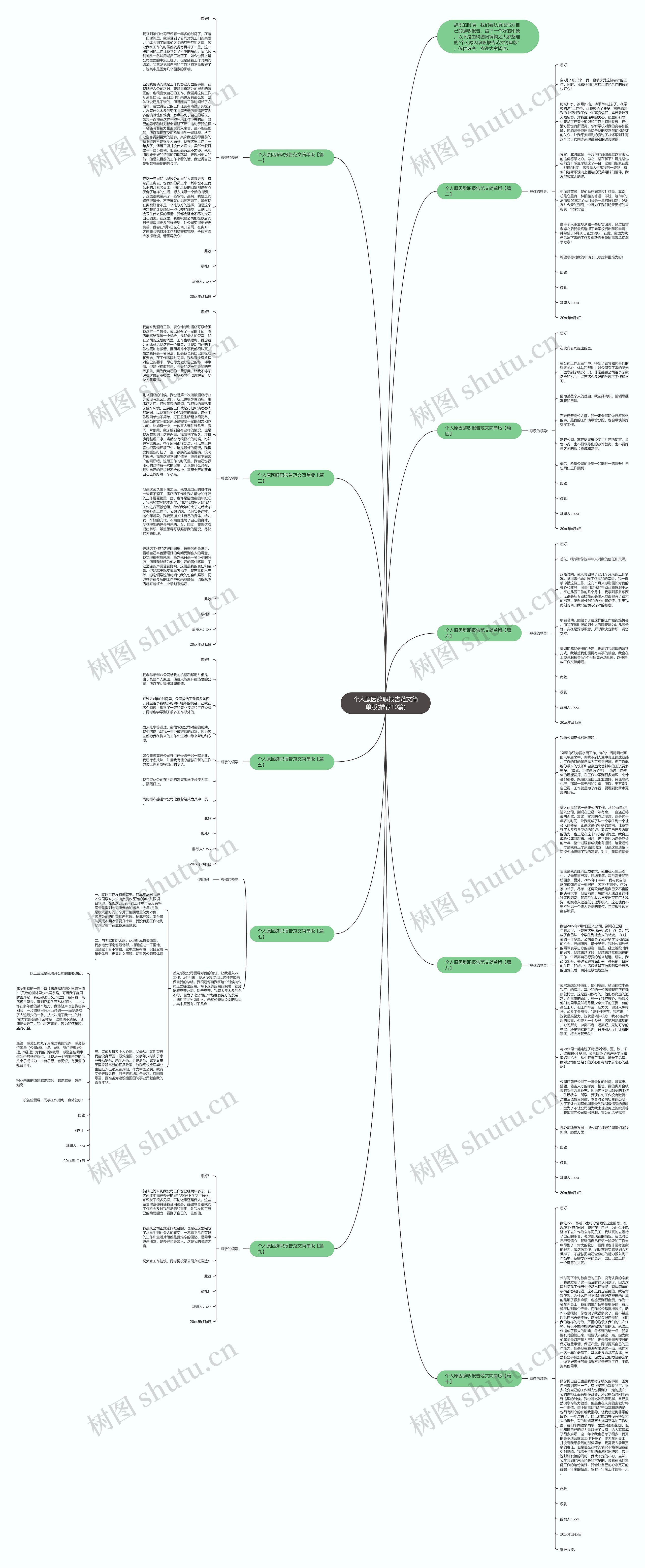个人原因辞职报告范文简单版(推荐10篇)思维导图