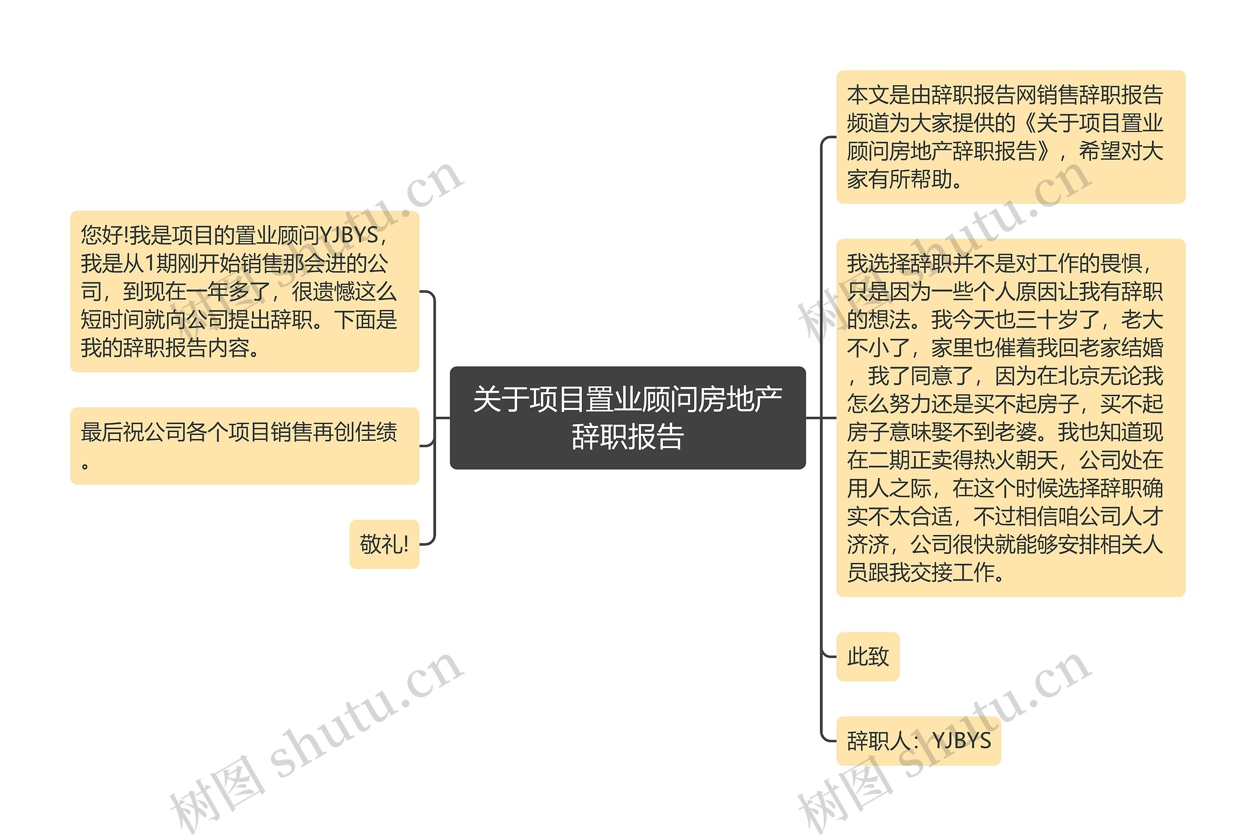 关于项目置业顾问房地产辞职报告思维导图