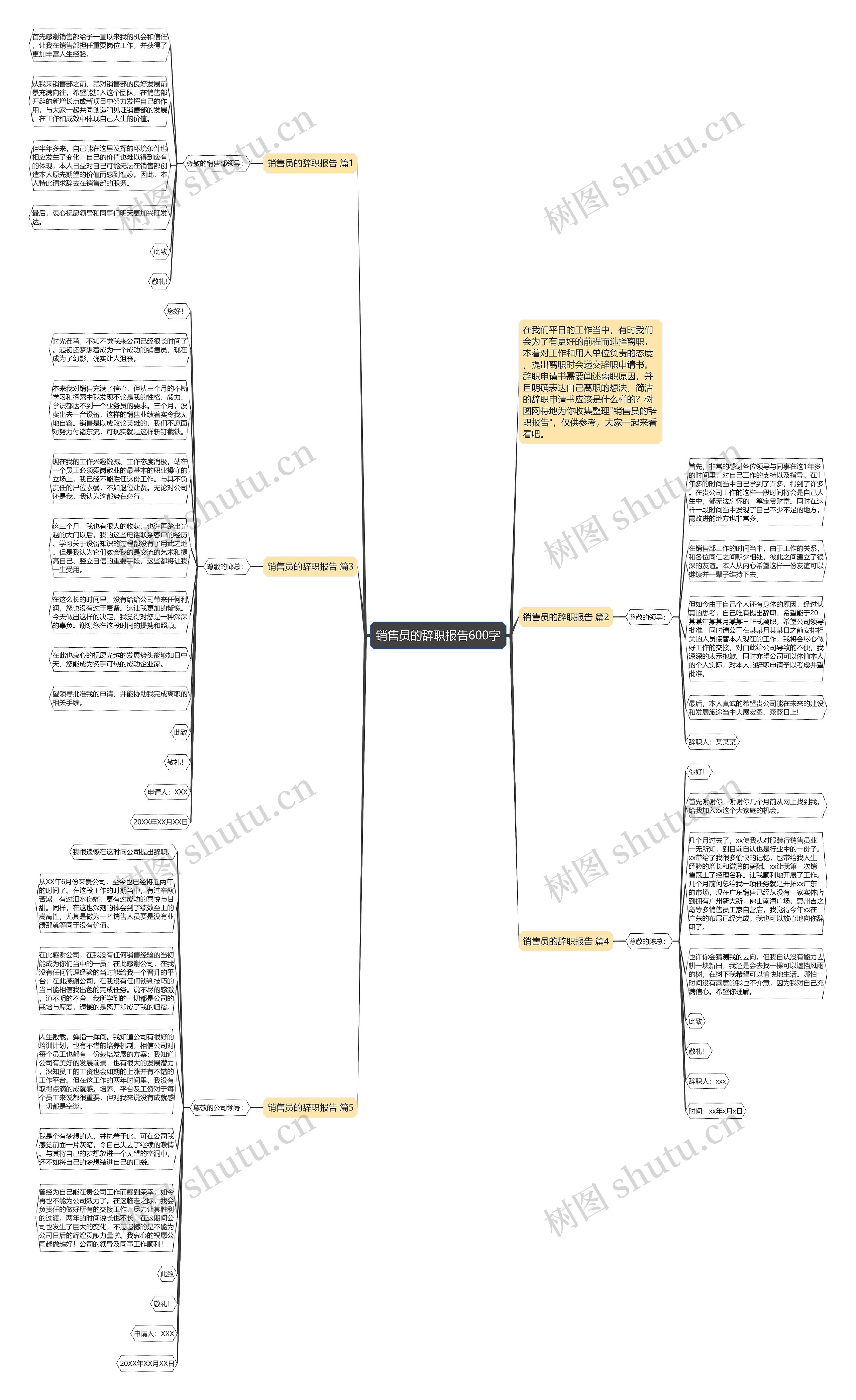 销售员的辞职报告600字思维导图