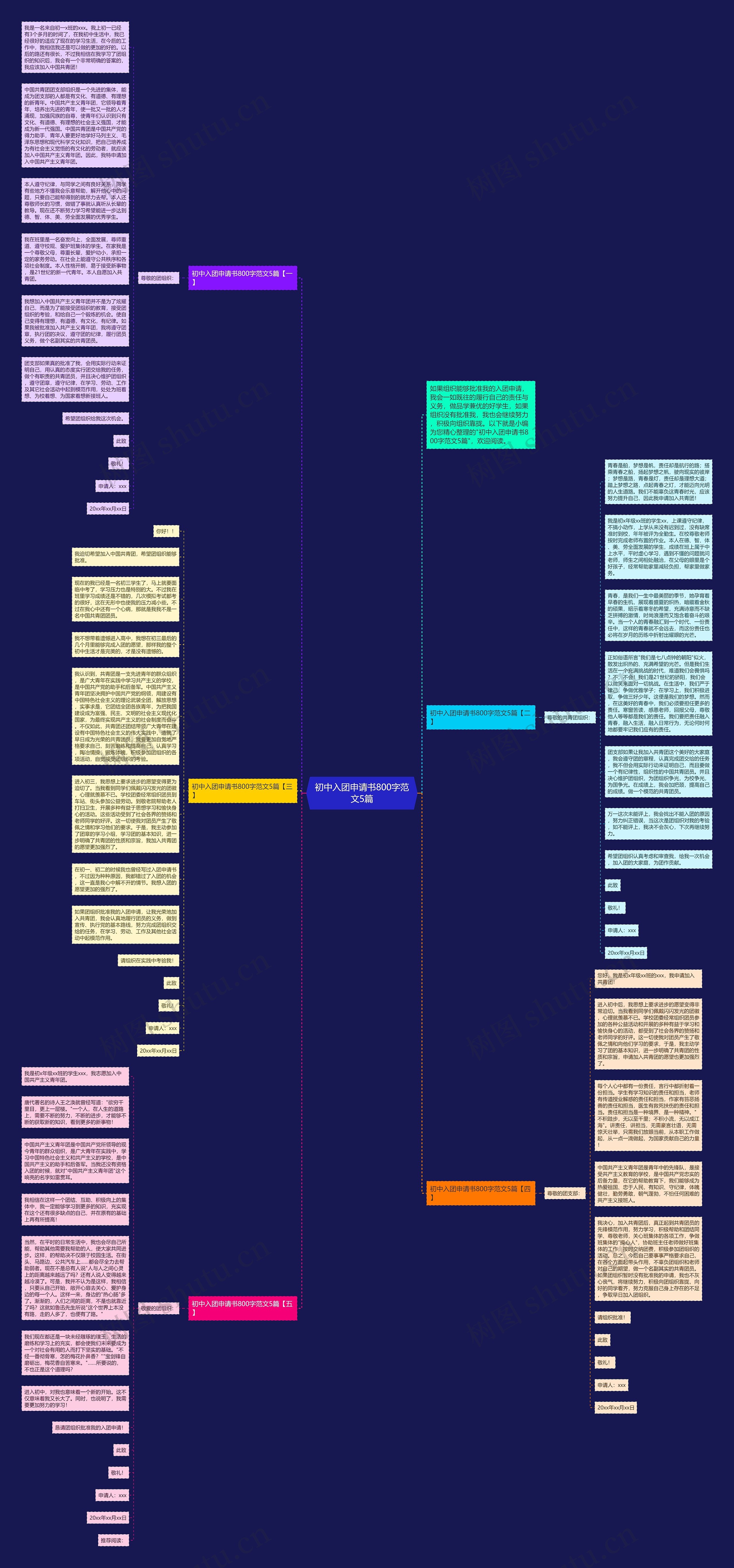 初中入团申请书800字范文5篇思维导图