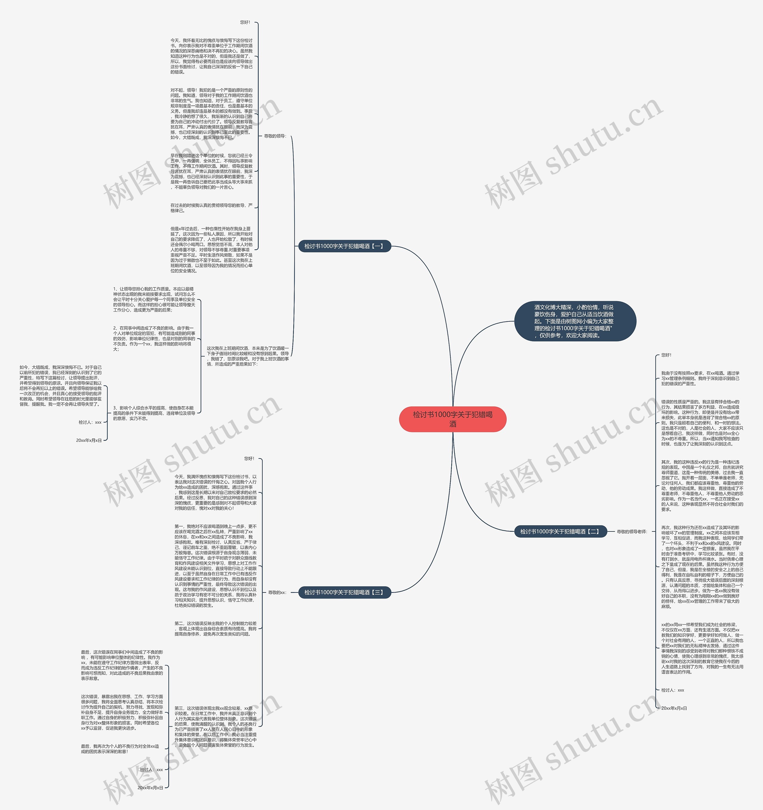 检讨书1000字关于犯错喝酒思维导图