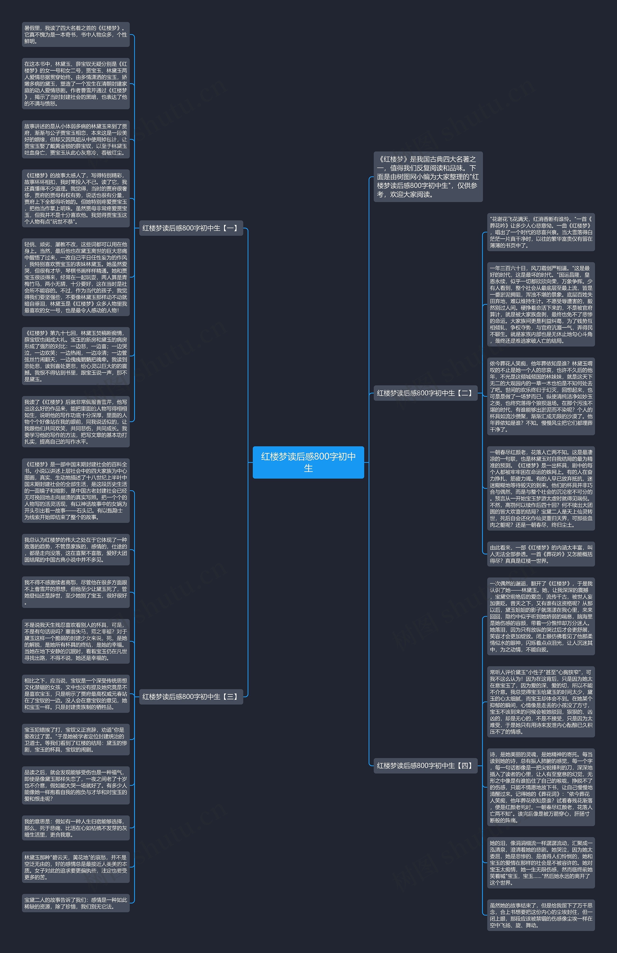 红楼梦读后感800字初中生思维导图