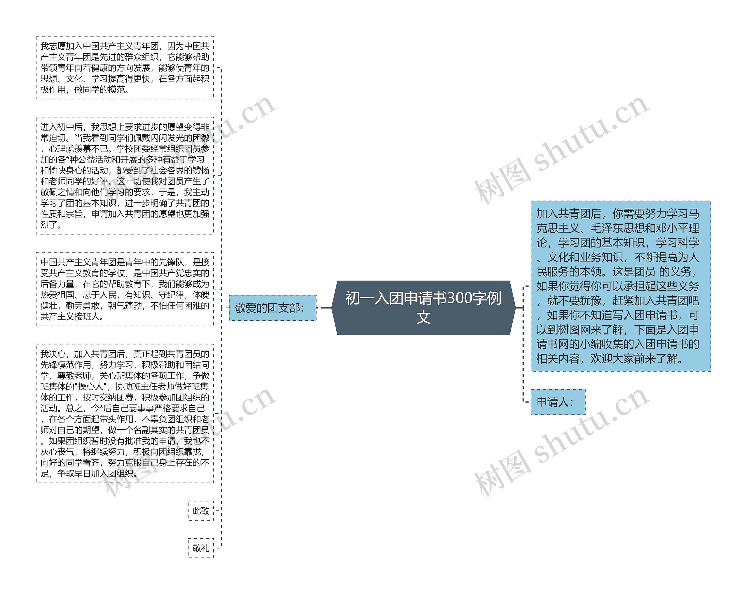 初一入团申请书300字例文思维导图