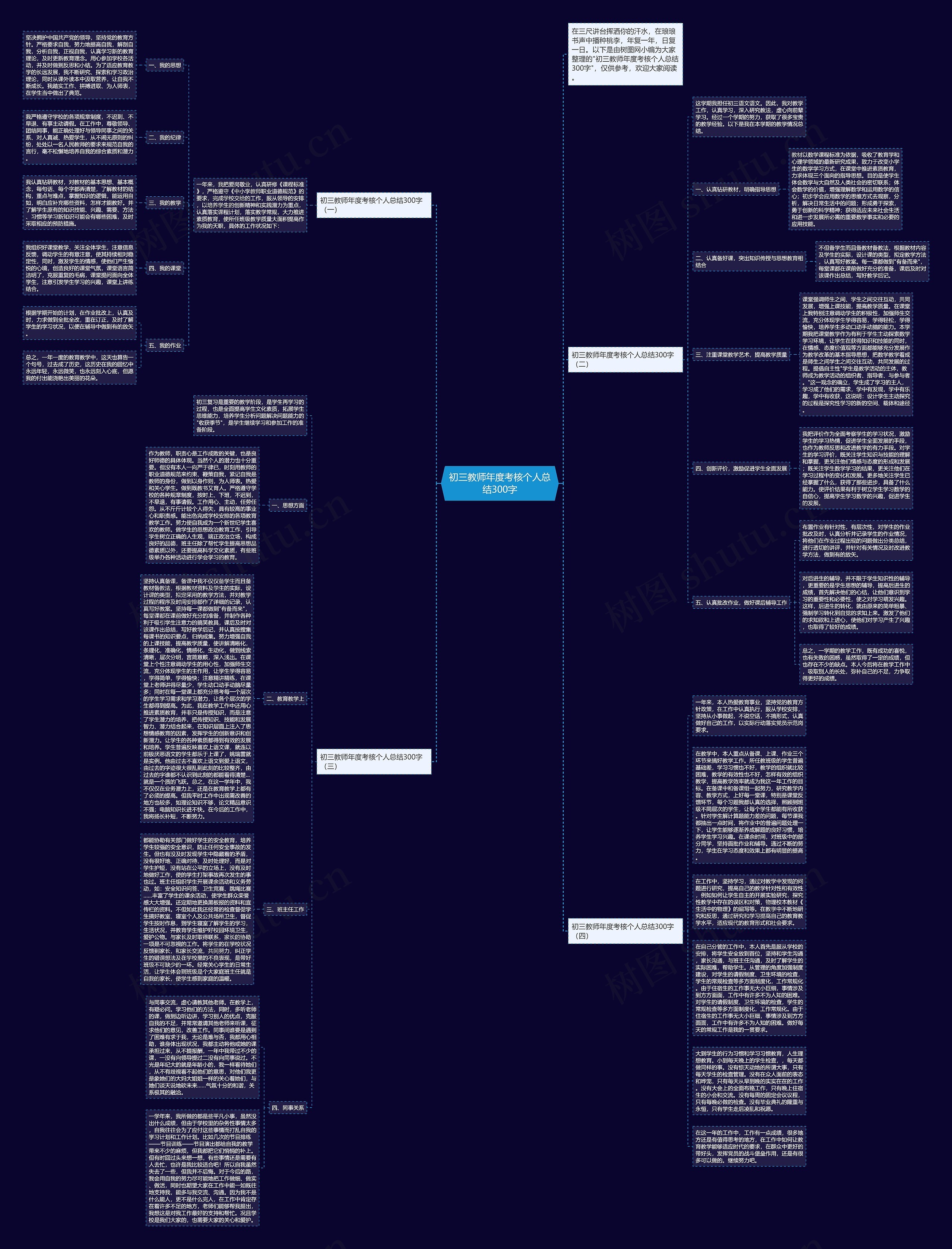初三教师年度考核个人总结300字思维导图